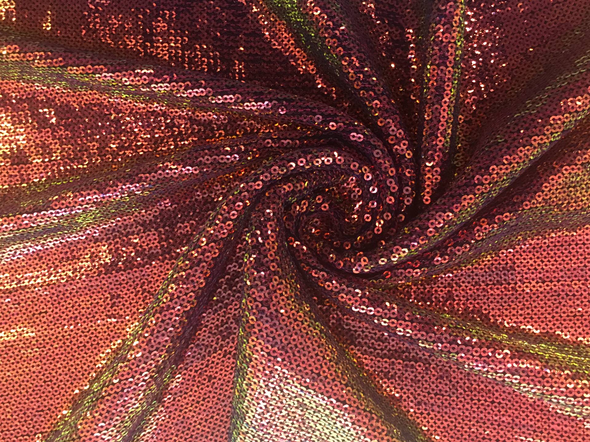 Hologram Sequins on Polyester Chiffon in Rose Gold 