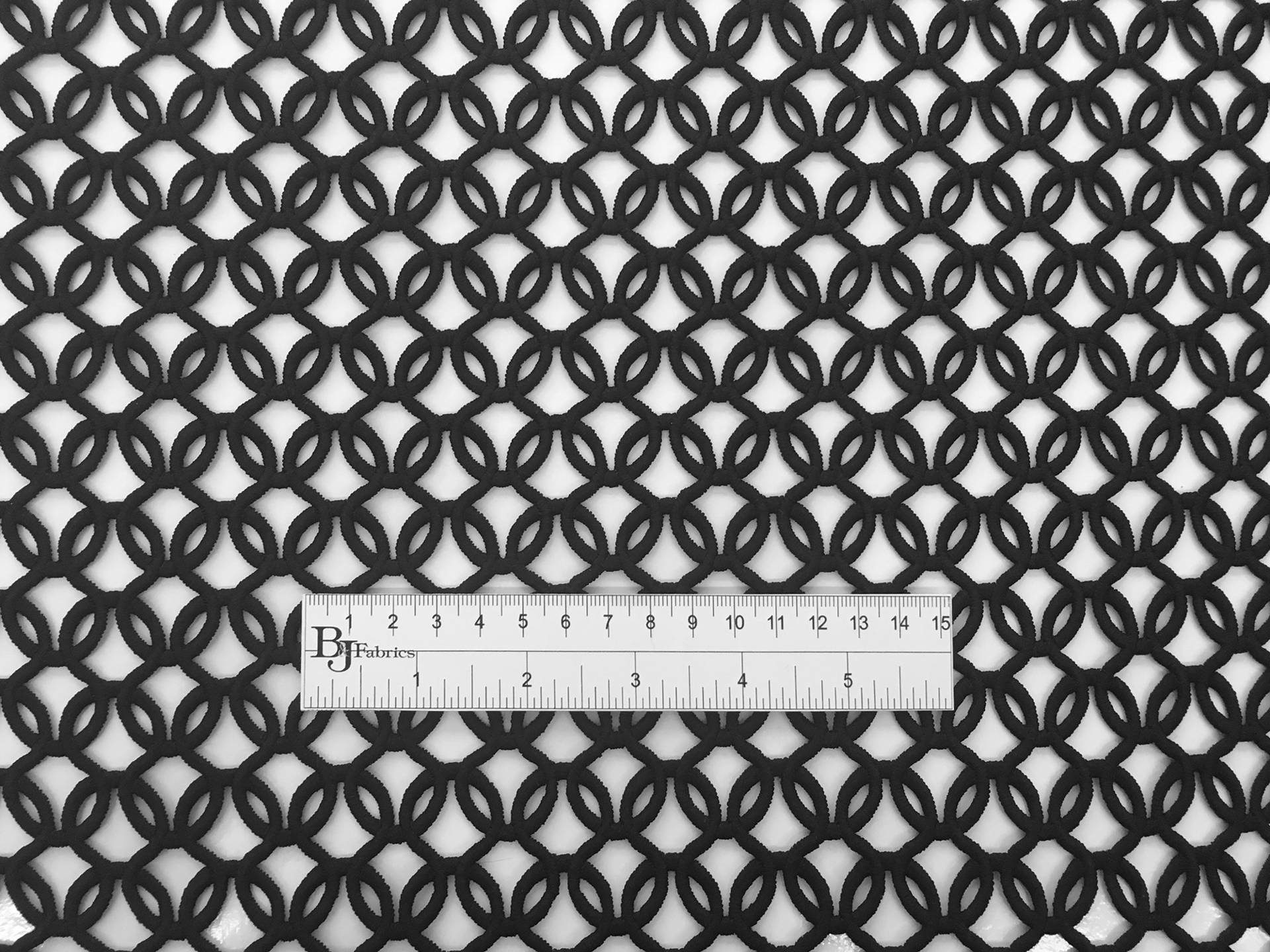 Guipure Lace with Interlocking Circle Motif in Black