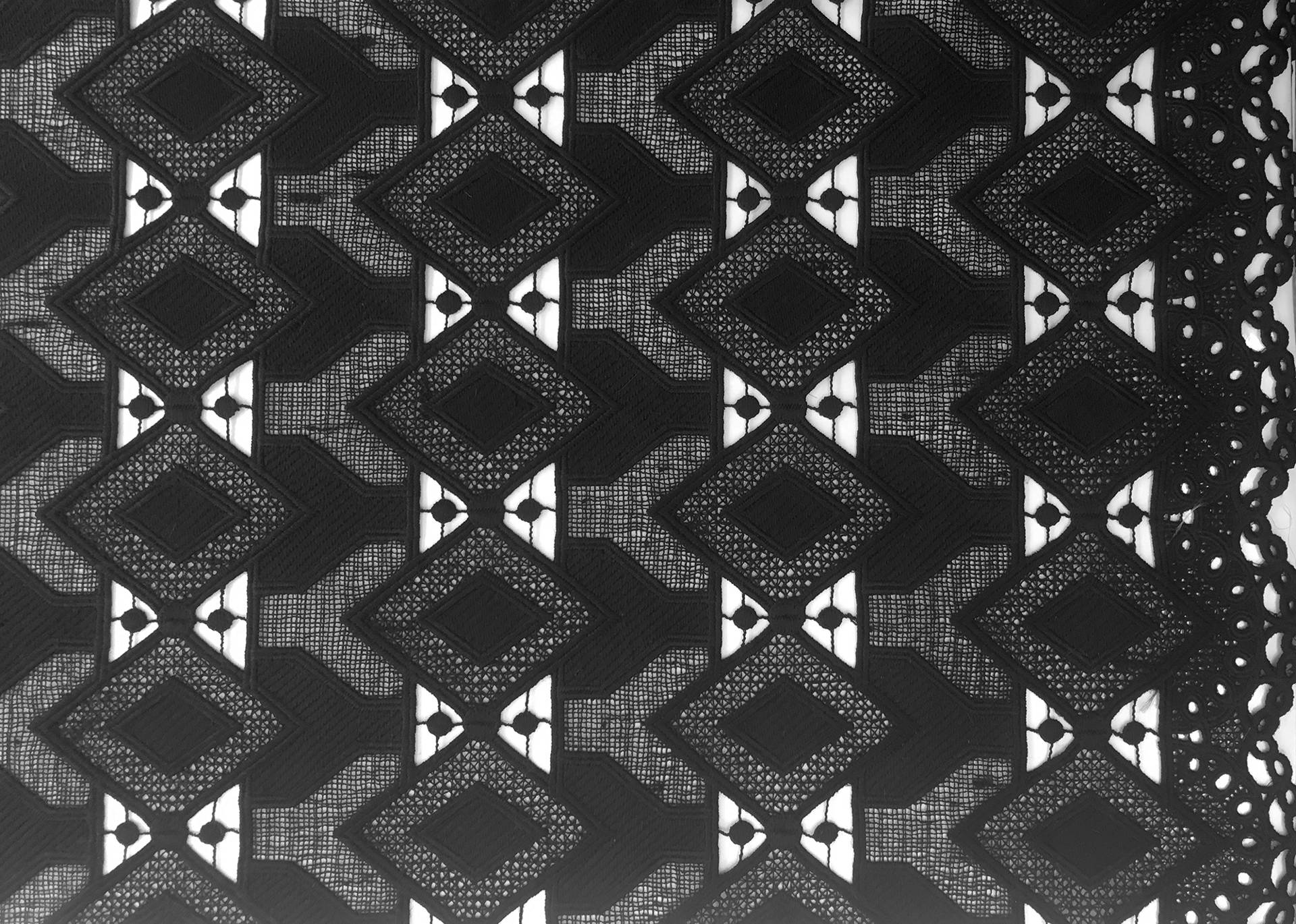 Guipure Lace with Interlocking Diamond Motif in Black