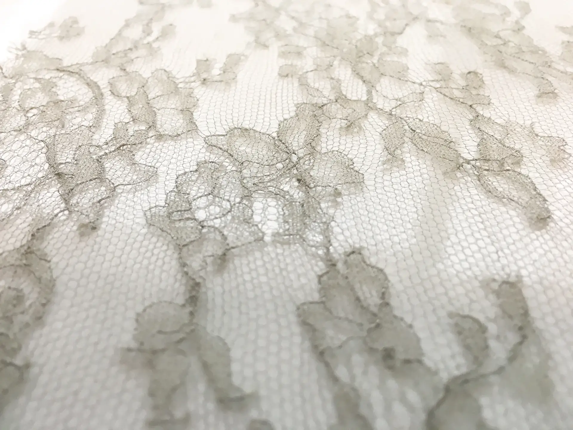 Pure Silk Chantilly Lace in Ash Grey