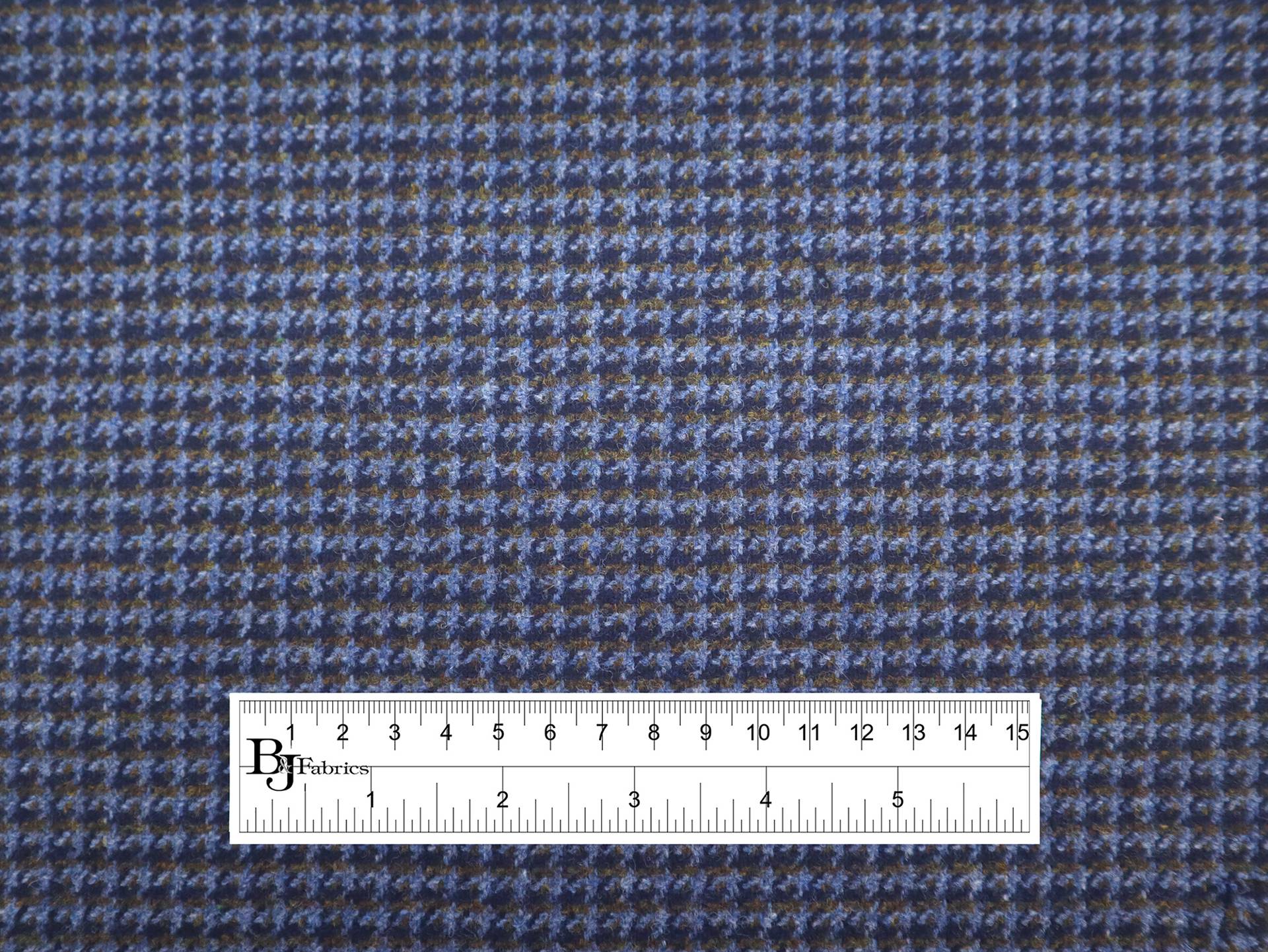 Wool Houndstooth Suiting in Cornflower & Brown