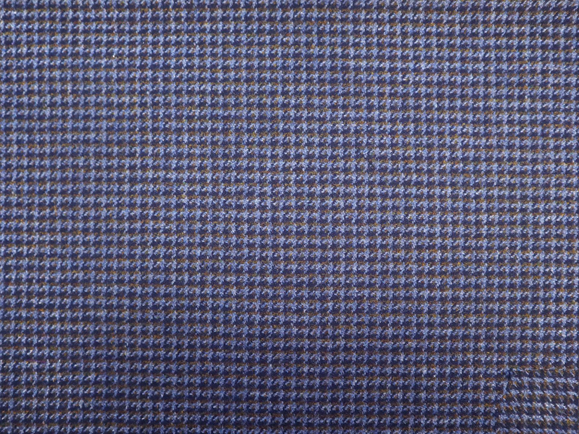 Wool Houndstooth Suiting in Cornflower & Brown