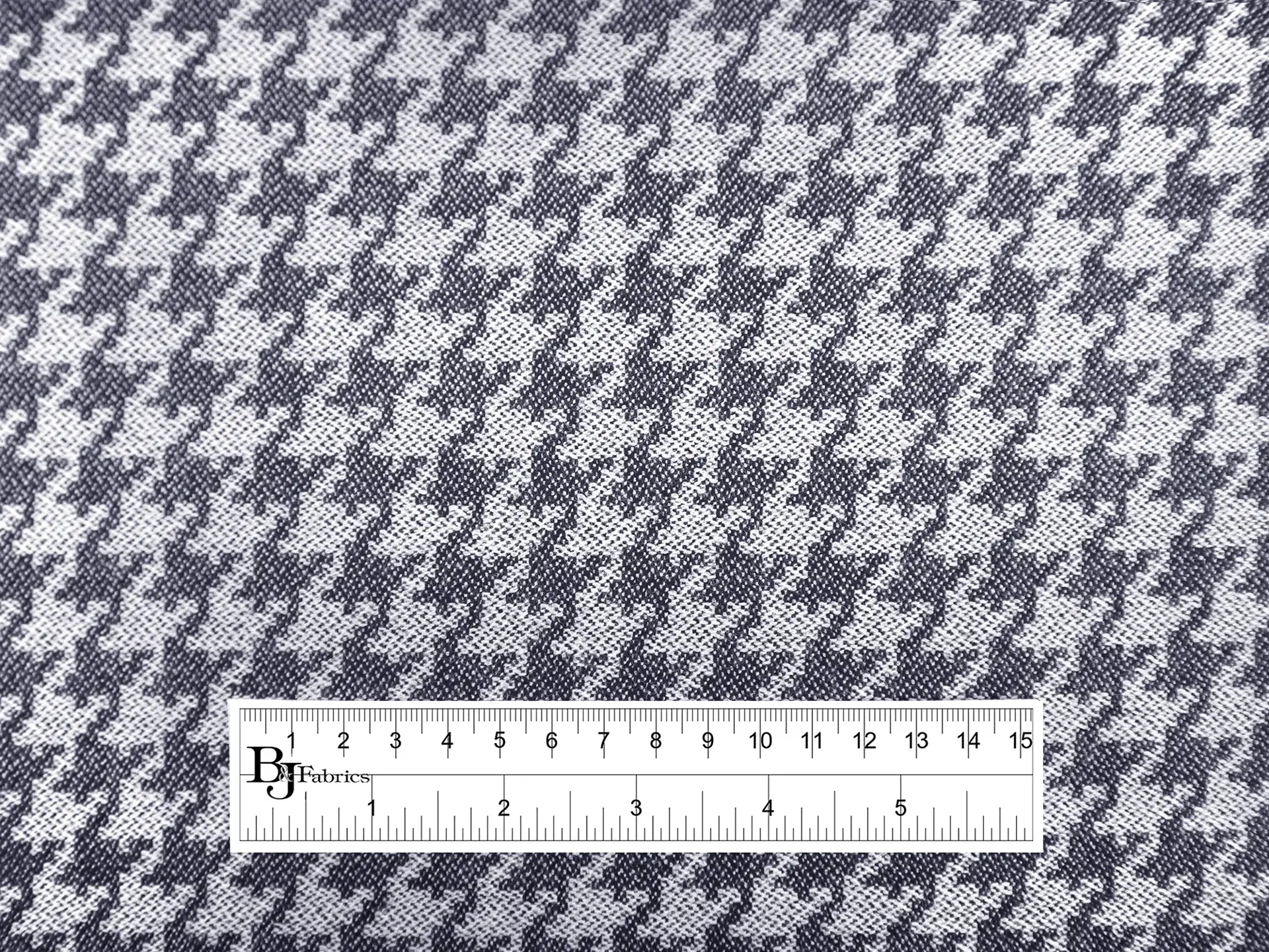 Wool Suiting with Large Houndstooth Repeat in Indigo