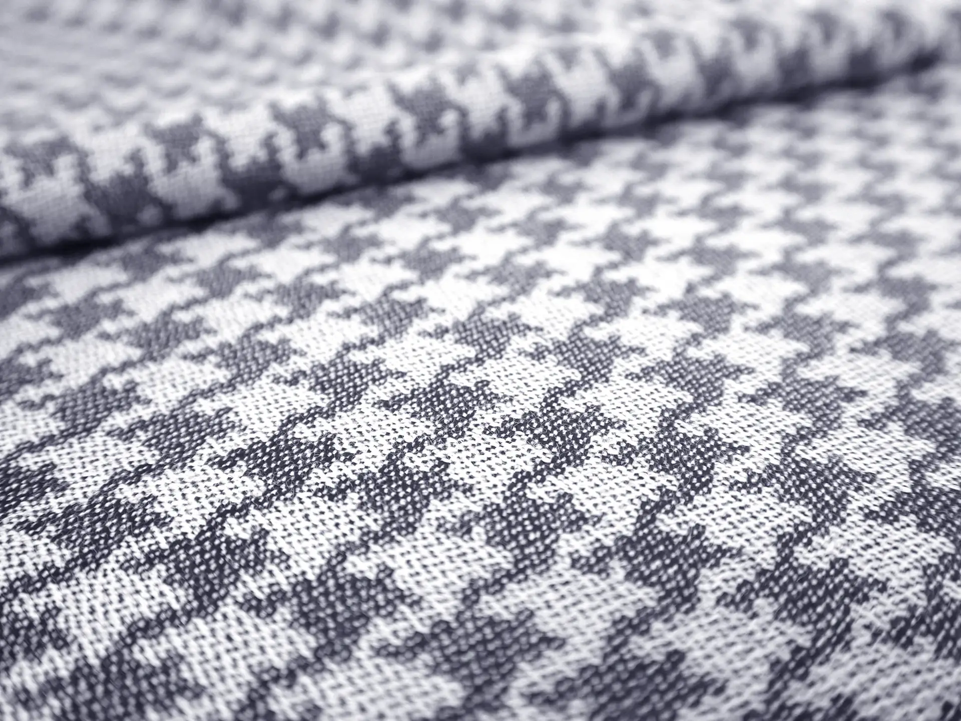 Wool Suiting with Large Houndstooth Repeat in Indigo