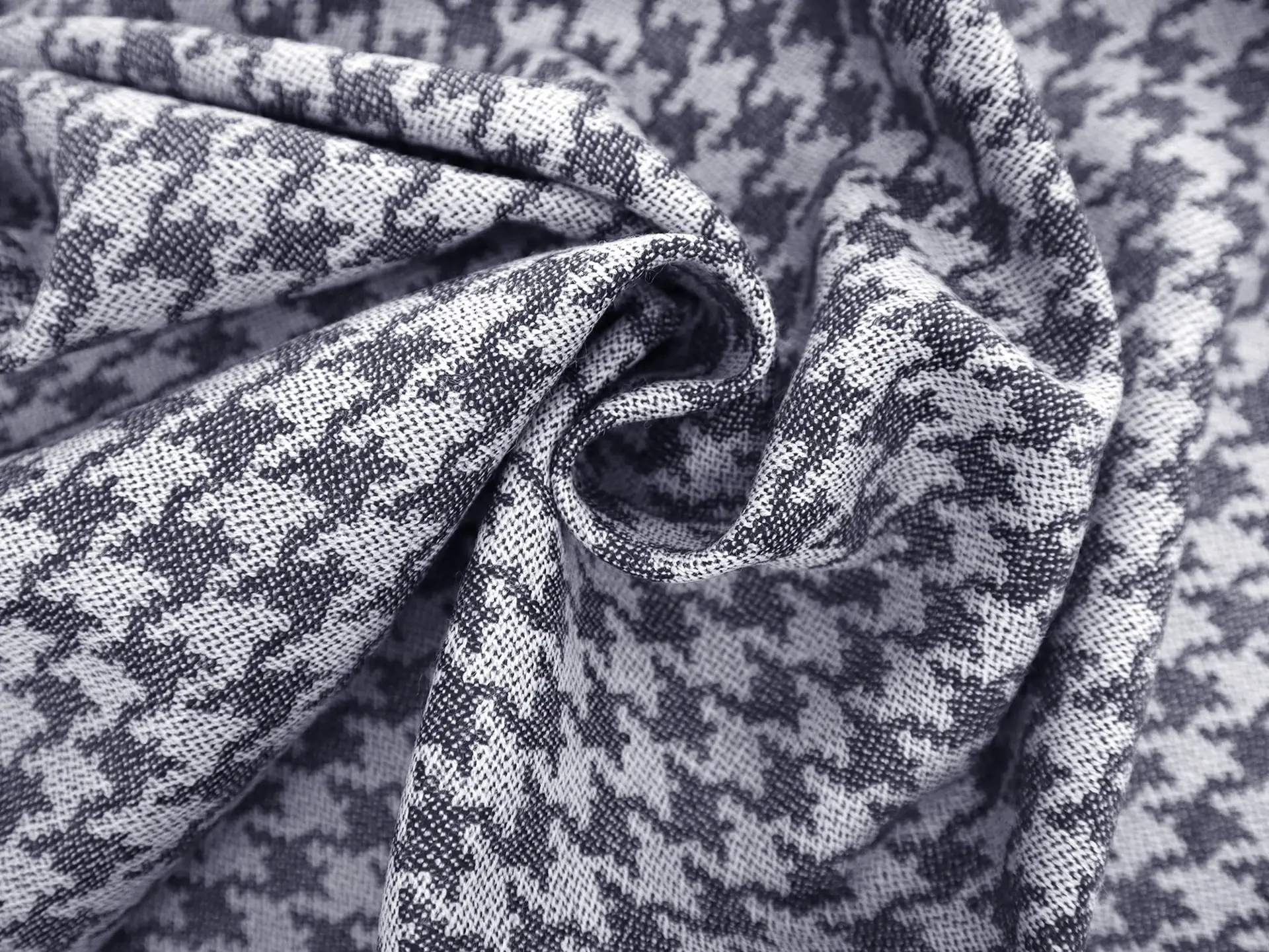 Wool Suiting with Large Houndstooth Repeat in Indigo