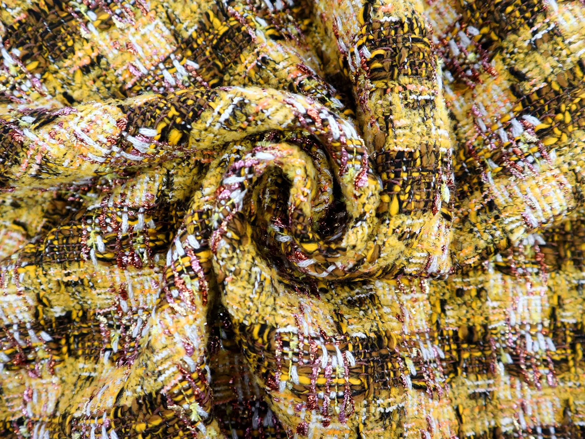 Metallic Tweed in Yellow and Brown