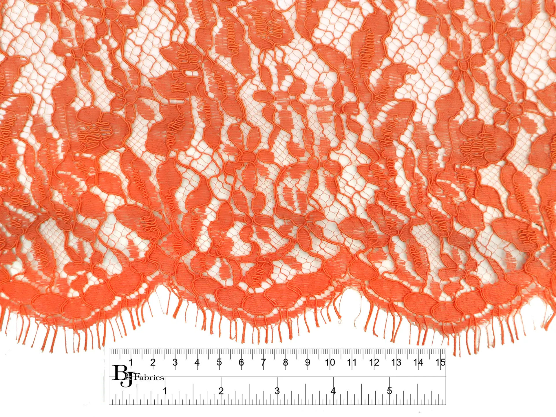 Corded Chantilly Lace with Florals in Orange