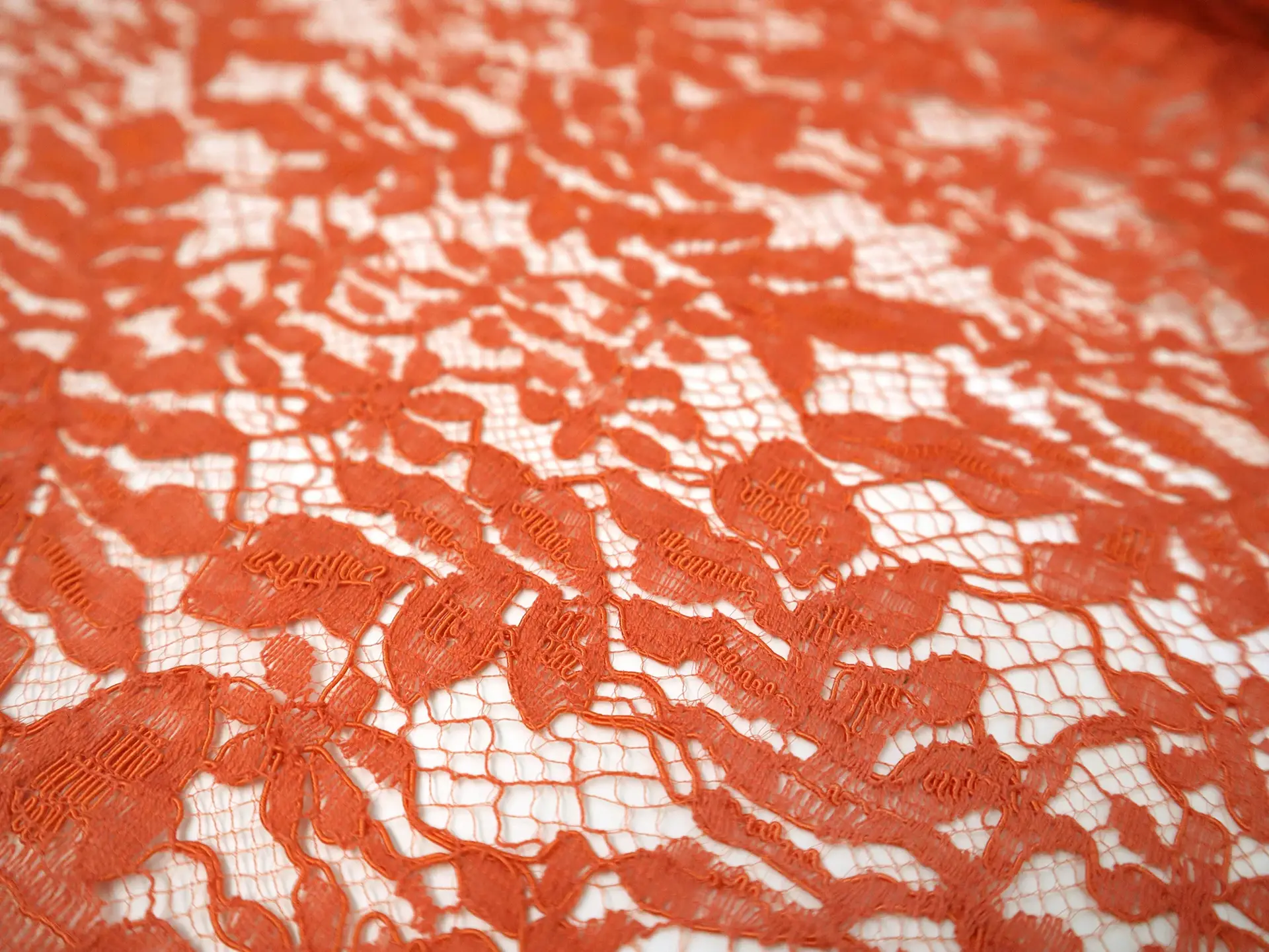 Corded Chantilly Lace with Florals in Orange