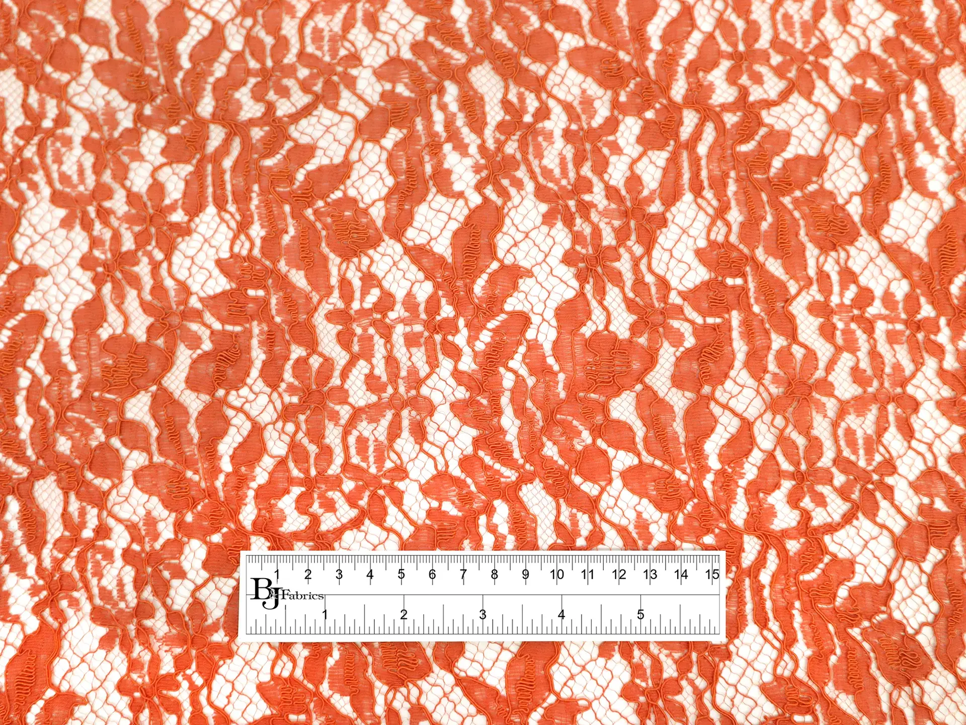 Corded Chantilly Lace with Florals in Orange