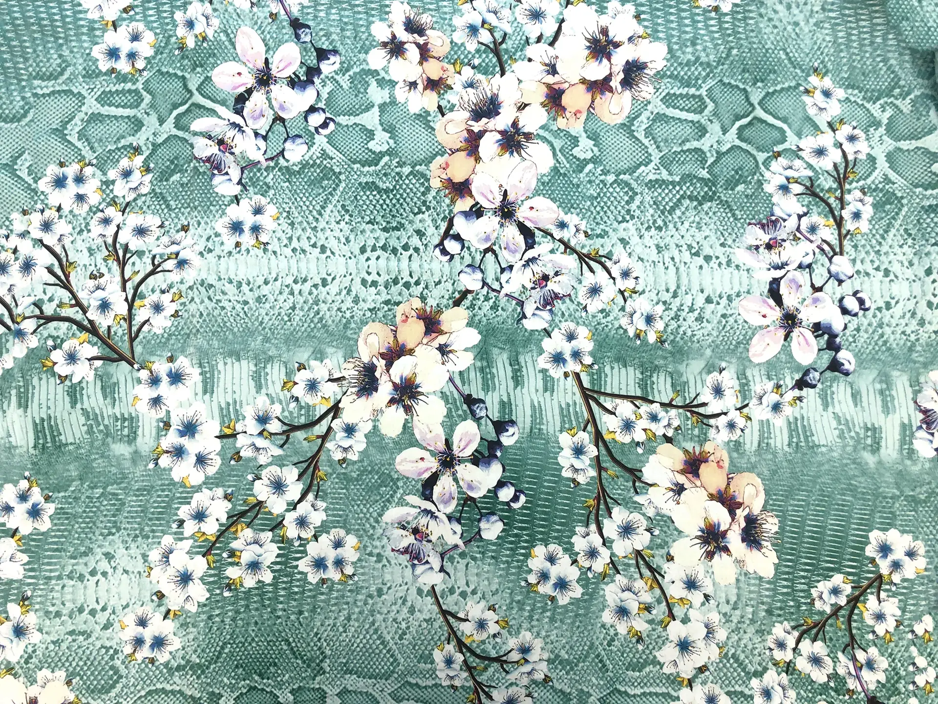 Cotton Sateen Lawn with Floral & Reptile Print
