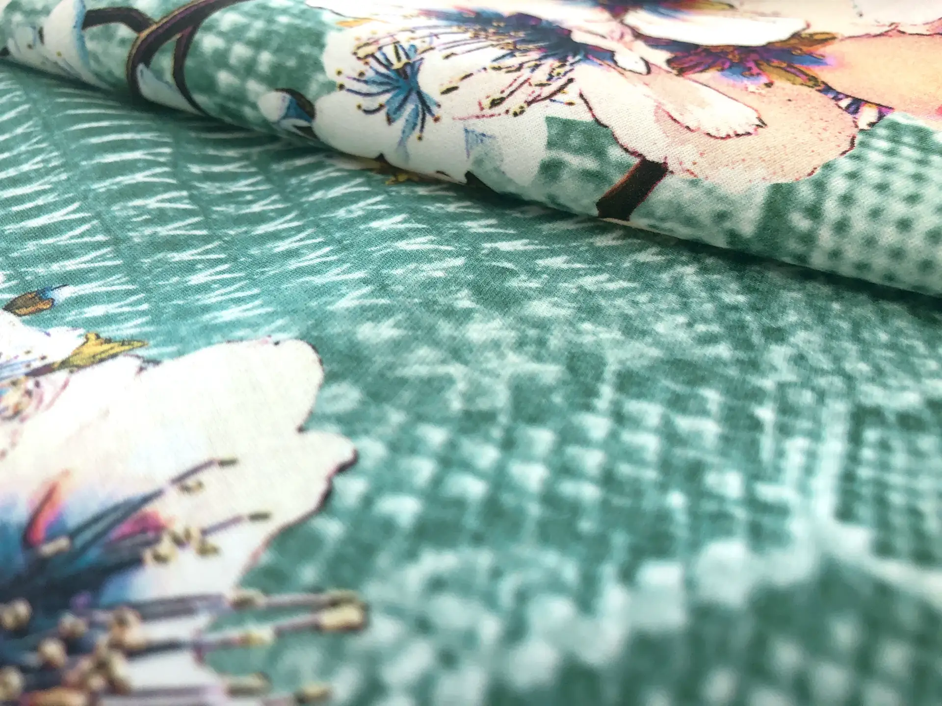 Cotton Sateen Lawn with Floral & Reptile Print