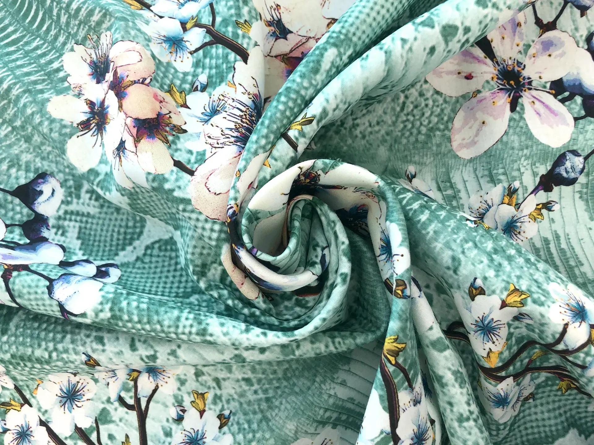 Cotton Sateen Lawn with Floral & Reptile Print