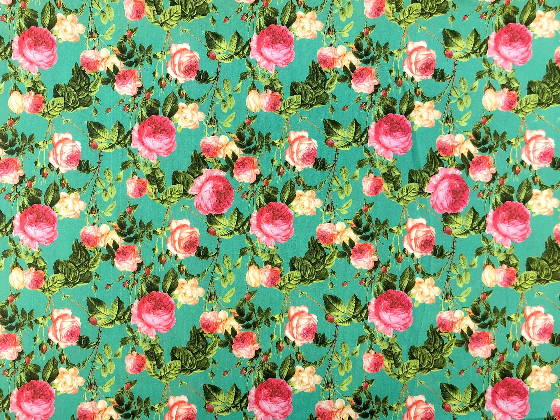 Cotton Sateen Lawn Roses Print