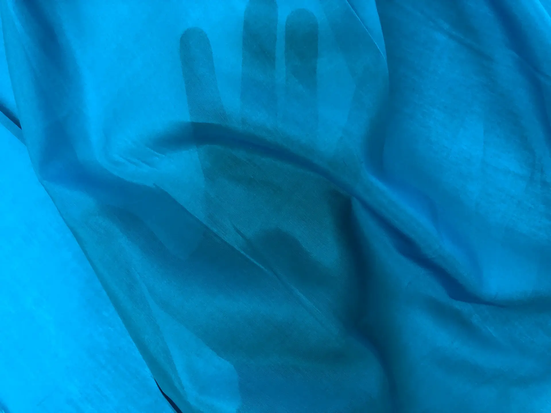 Silk Cotton Voile in Caribbean Blue