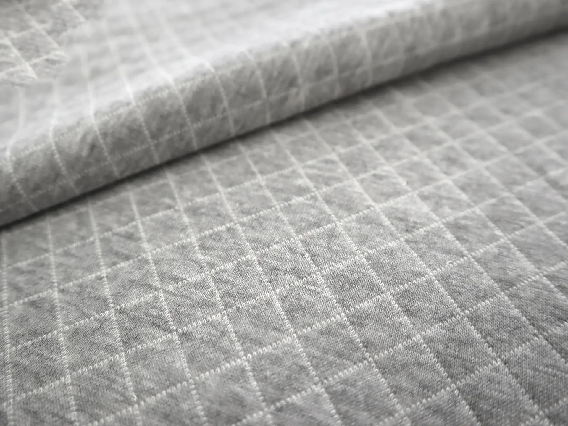 Cotton Doubleface Quilted Knit in Heather Grey