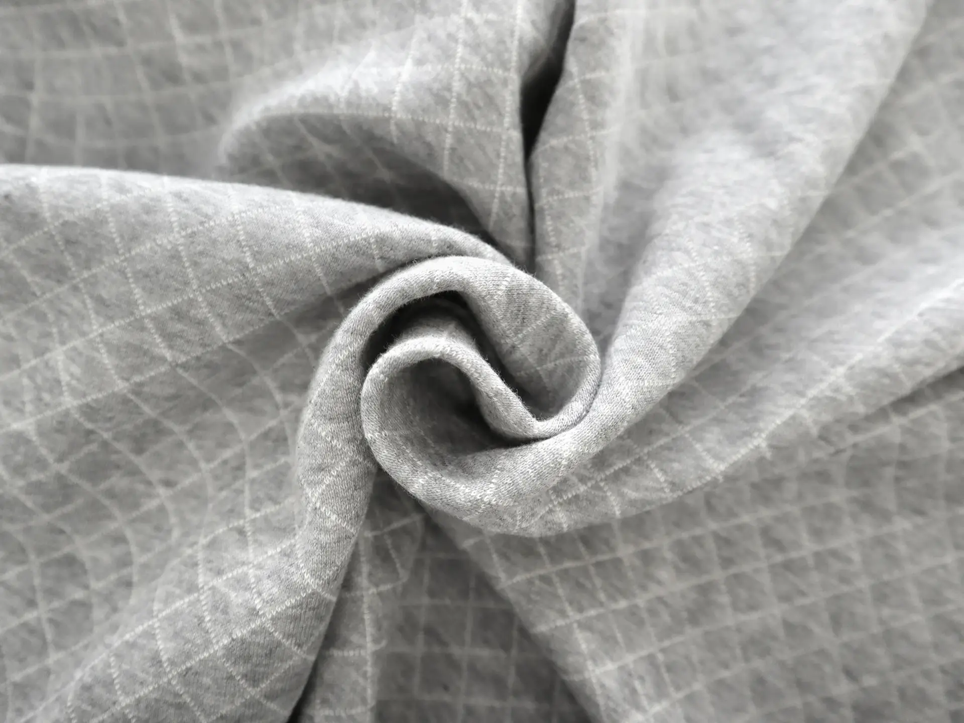 Cotton Doubleface Quilted Knit in Heather Grey
