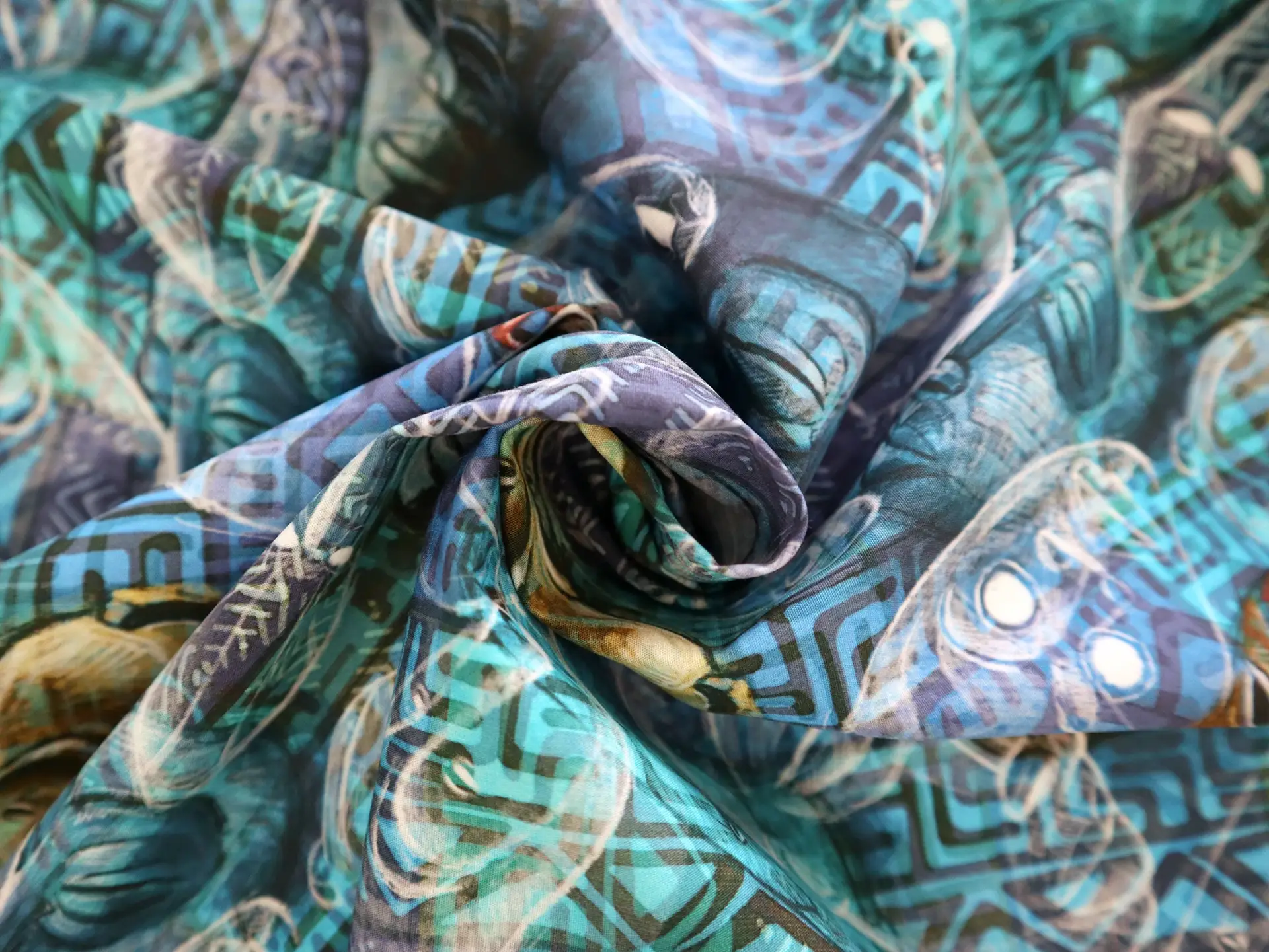 Cotton Broadcloth Tribal Masks Print