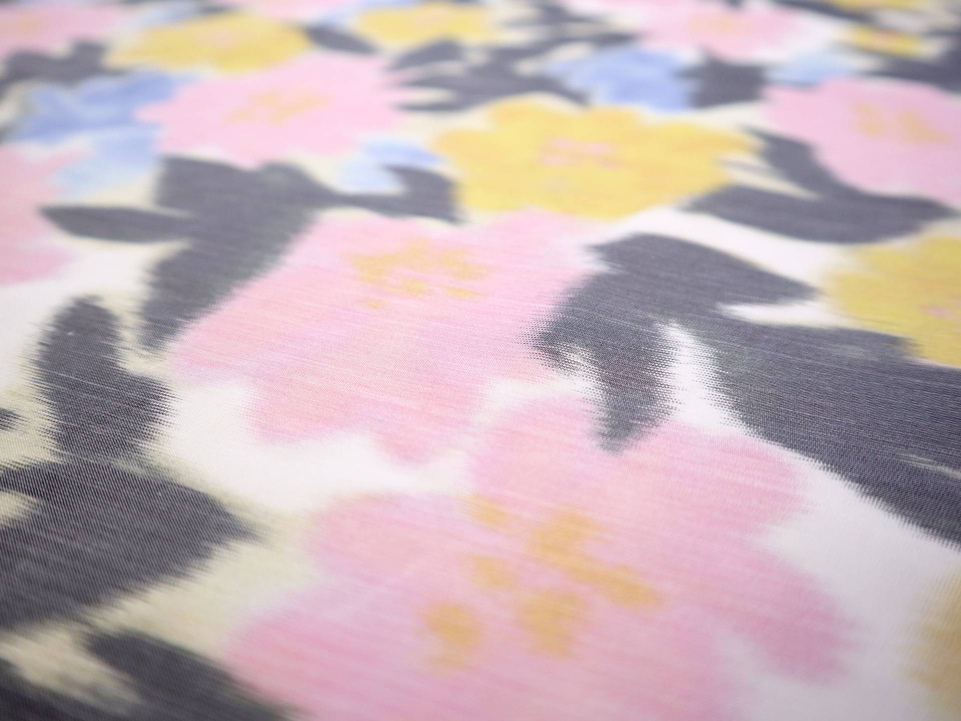 Warp Printed Silk Taffeta with Pastel Florals