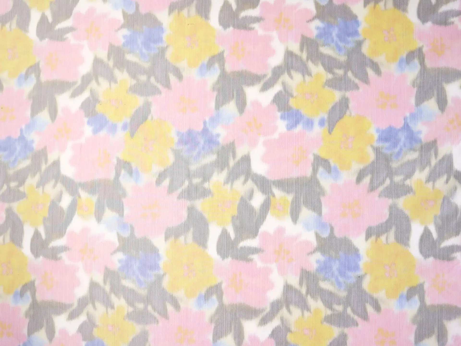 Warp Printed Silk Taffeta with Pastel Florals