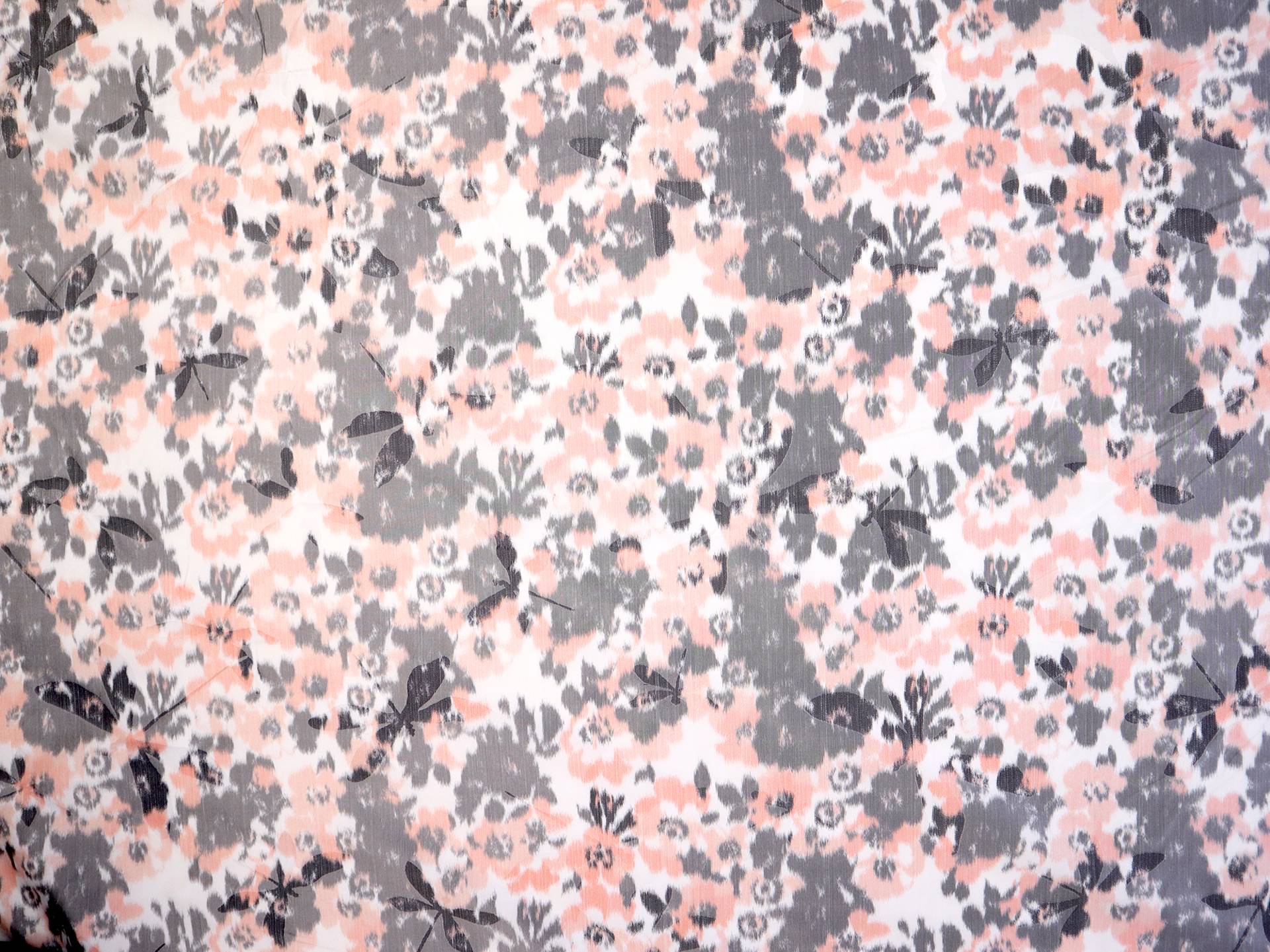 Warp Printed Silk Taffeta with Dragonfly Jacquard