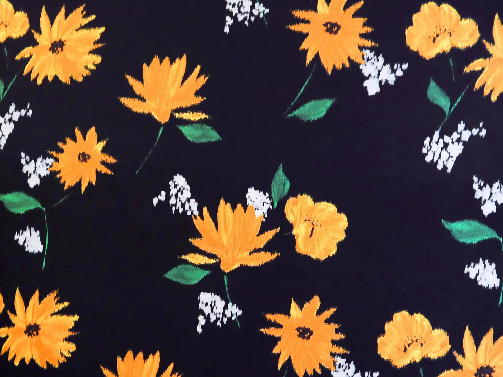 Warp Printed Silk Faille with Bright Flowers