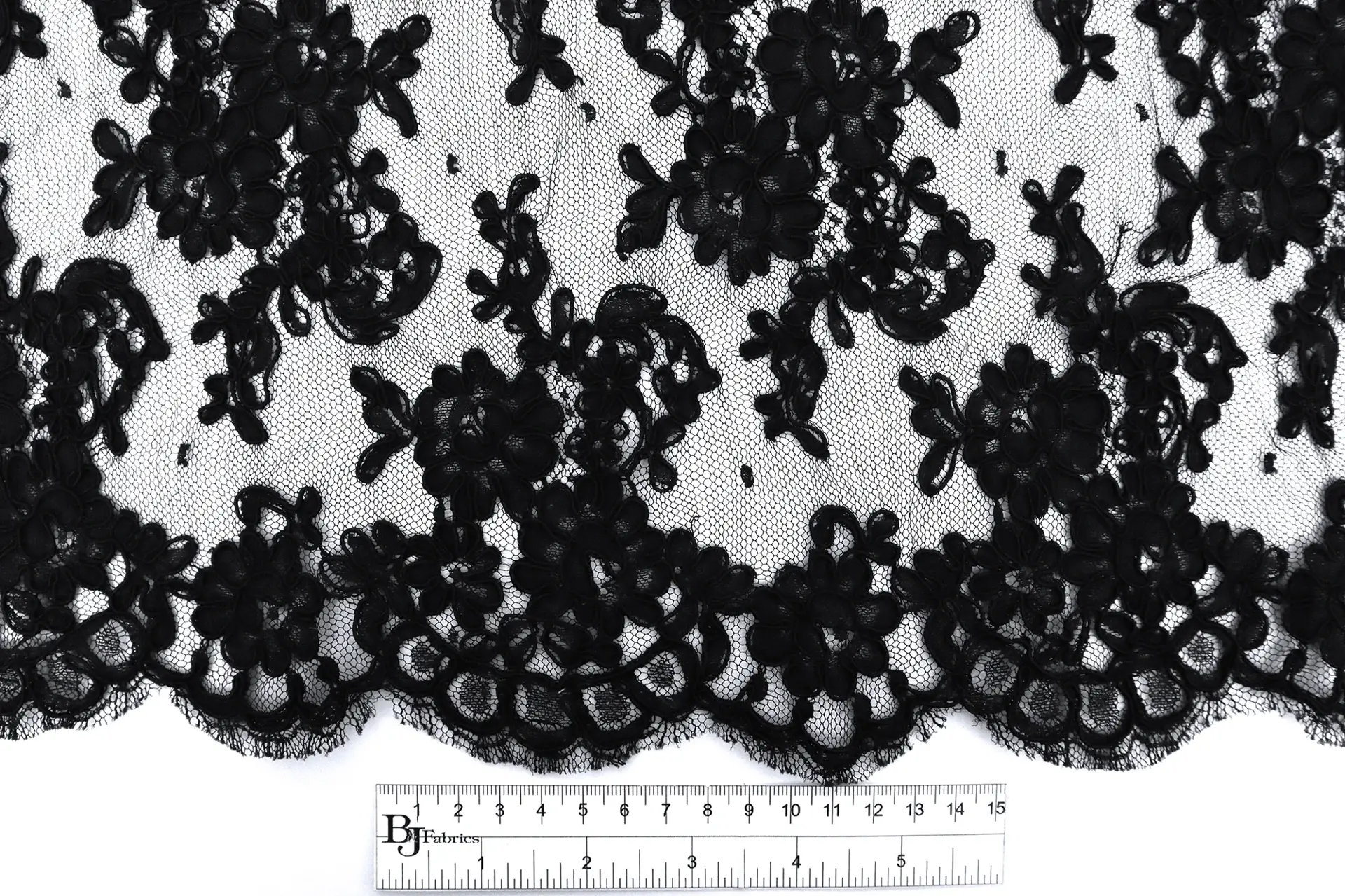 Alençon Lace with Florals in Black