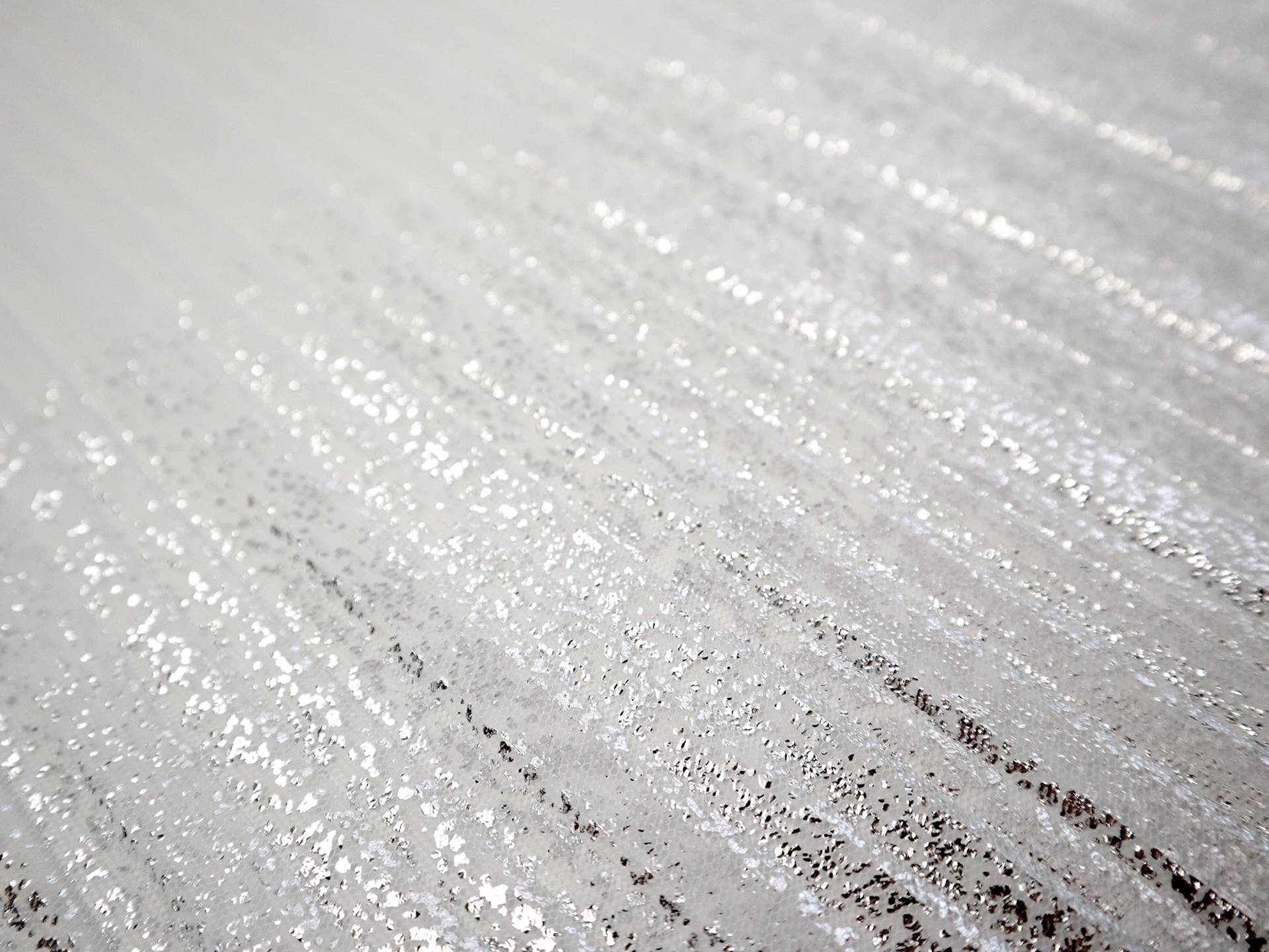Pleated Tulle with Silver Foil on White