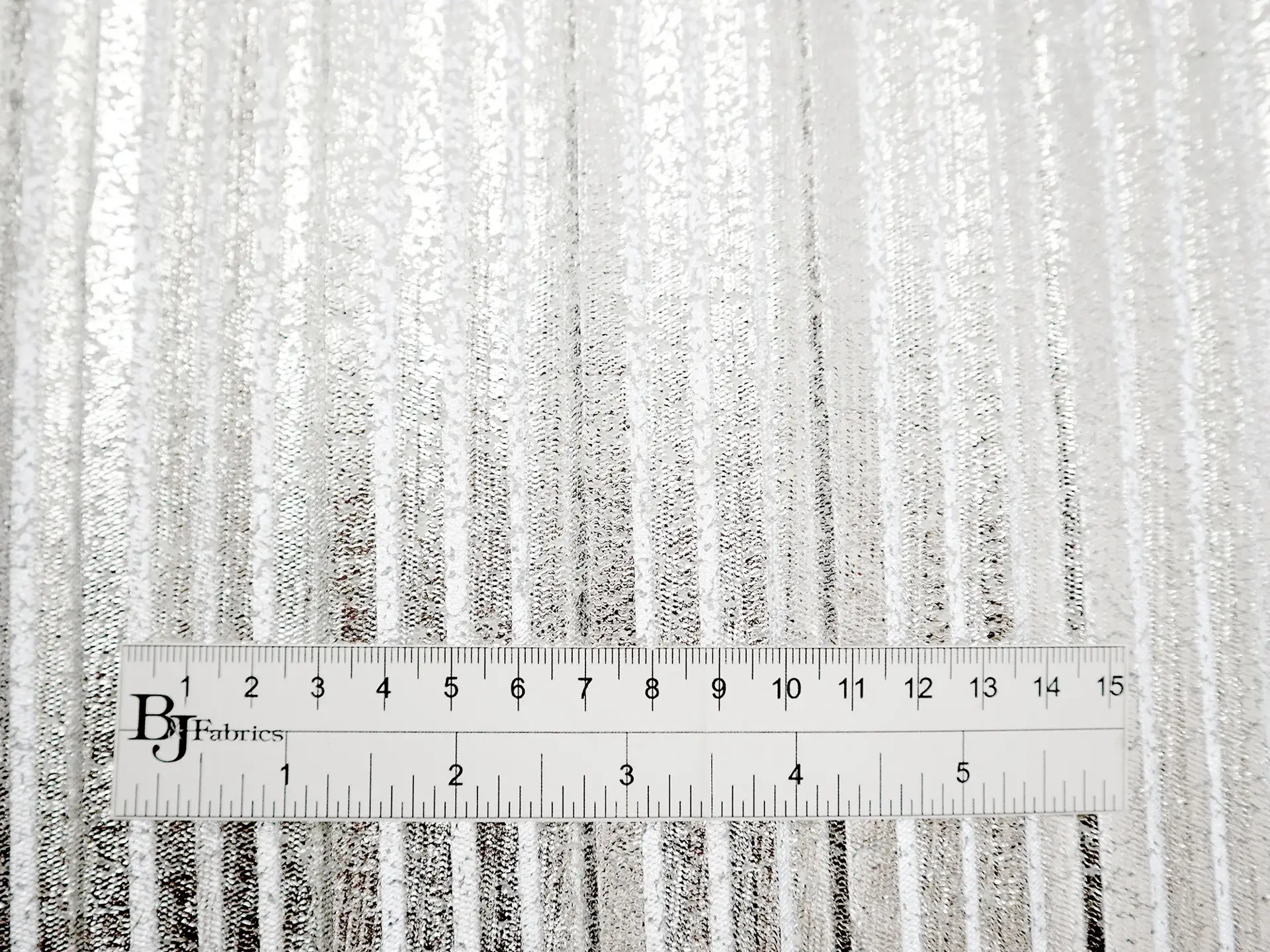 Pleated Tulle with Silver Foil on White