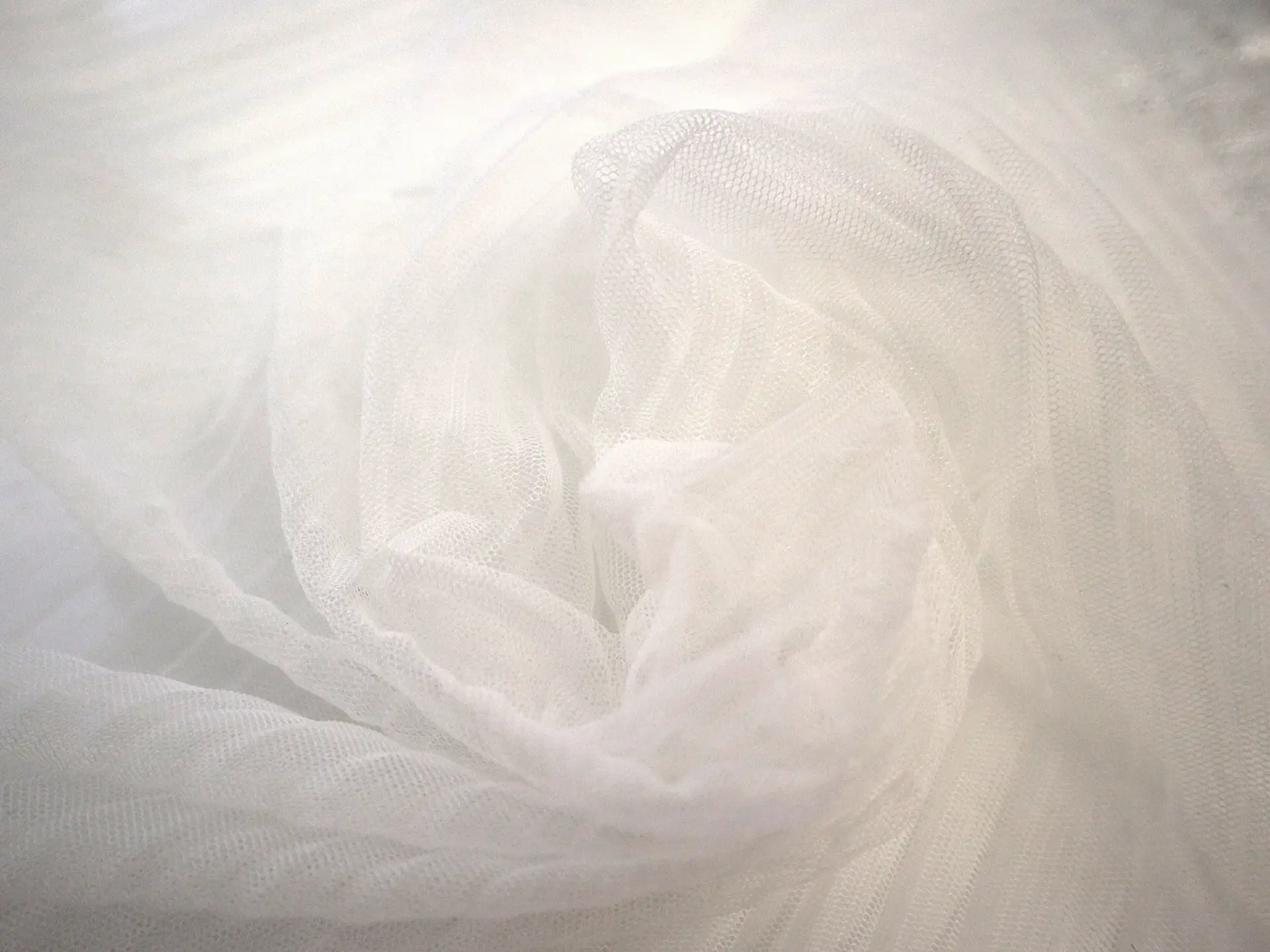 Pleated Tulle with Silver Foil on White