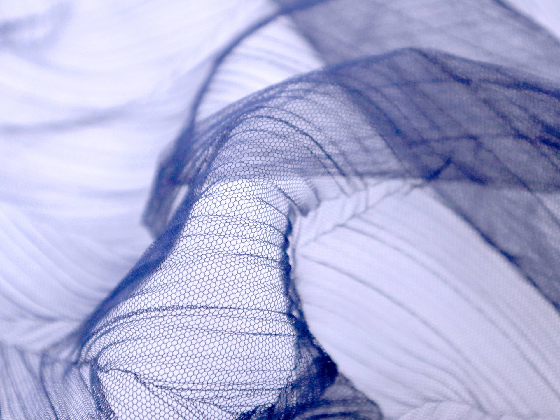 Crushed Polyester Tulle in Navy