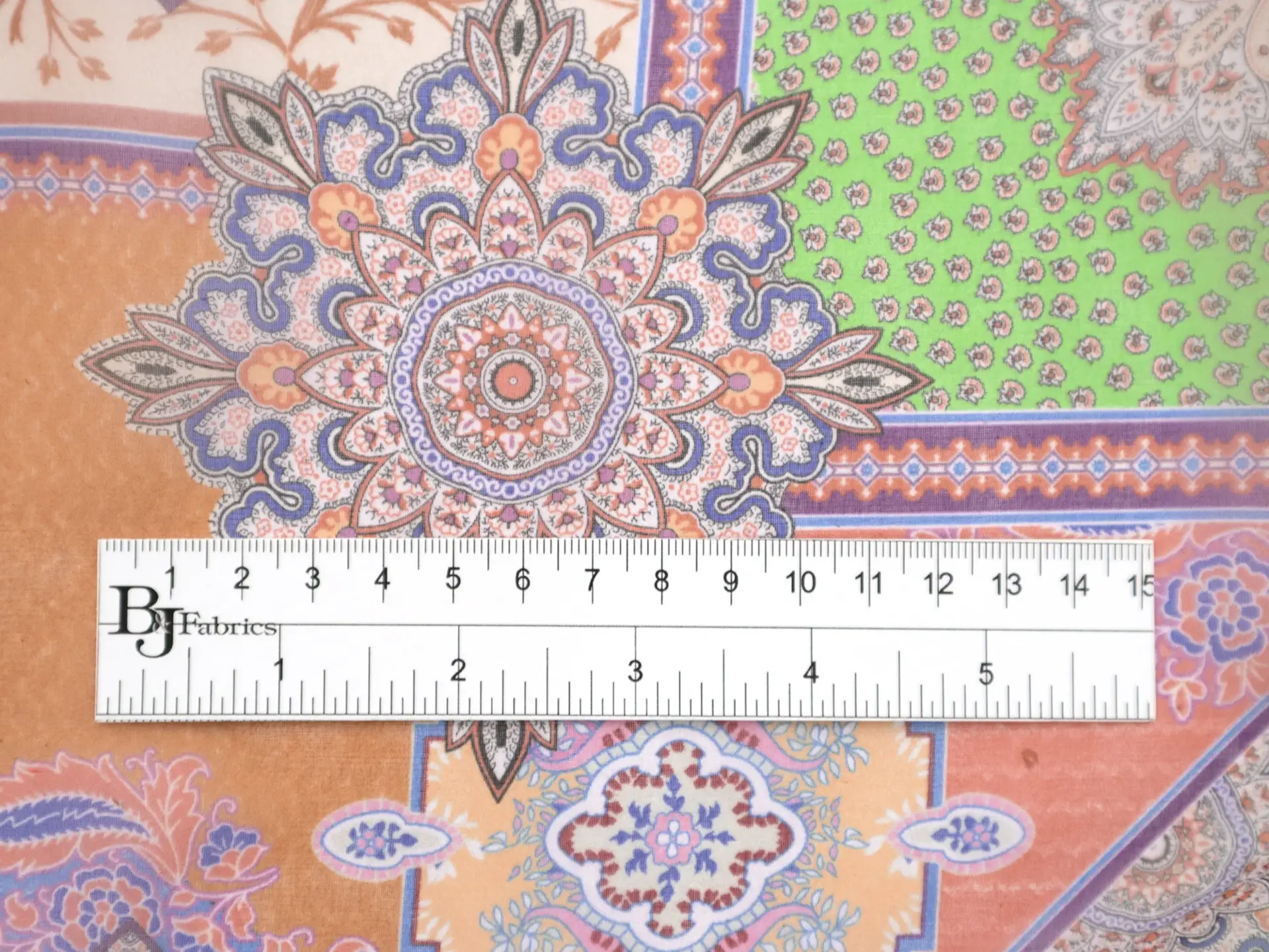 Printed Silk Chiffon in Paisley On Pink Yellow Blue Orange Green Background