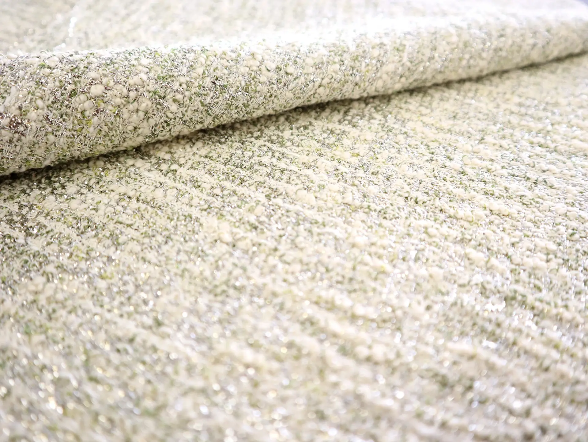 Metallic Tweed in Silver and Lime