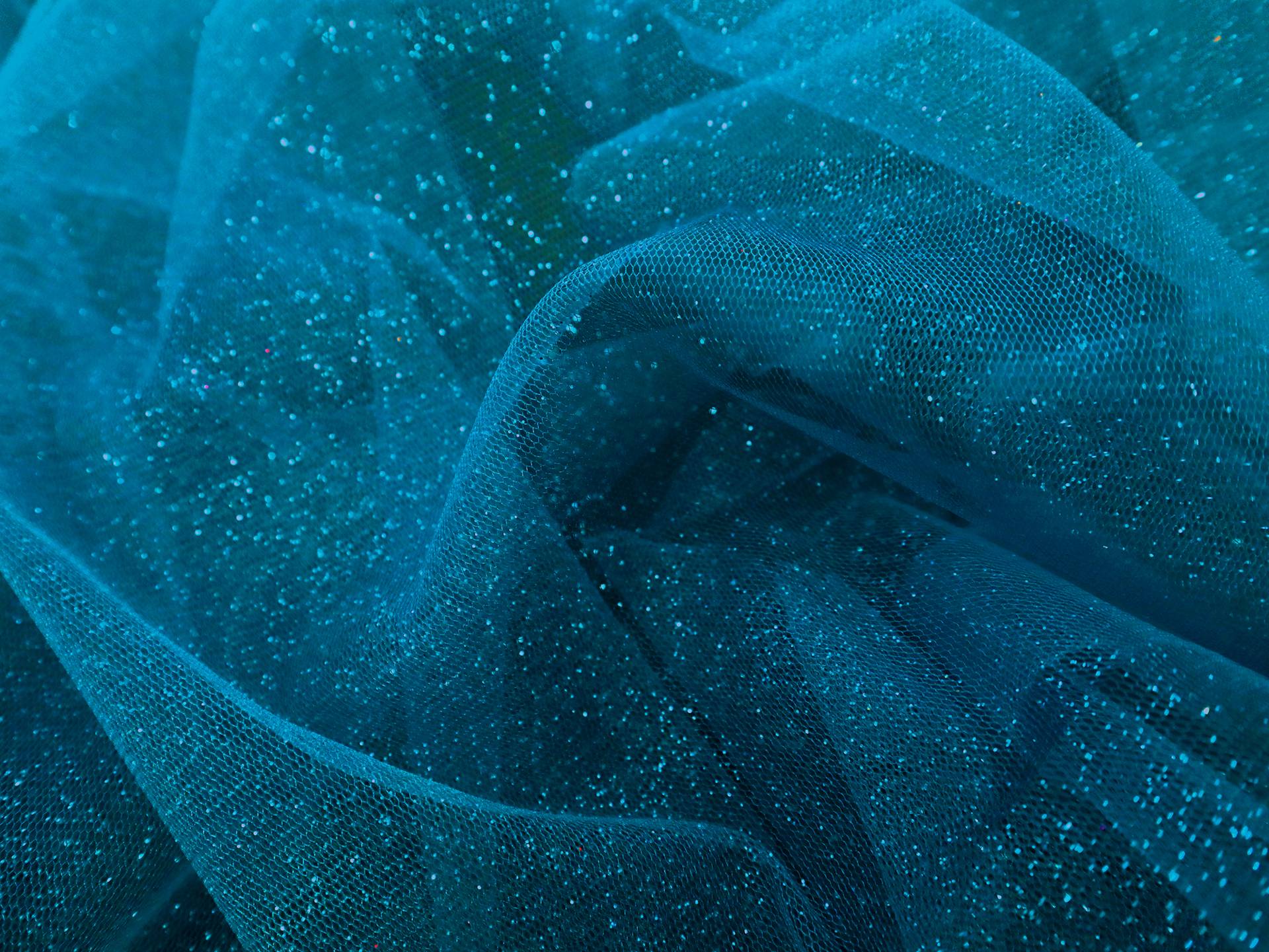 Glitter Tulle in Ming Blue 