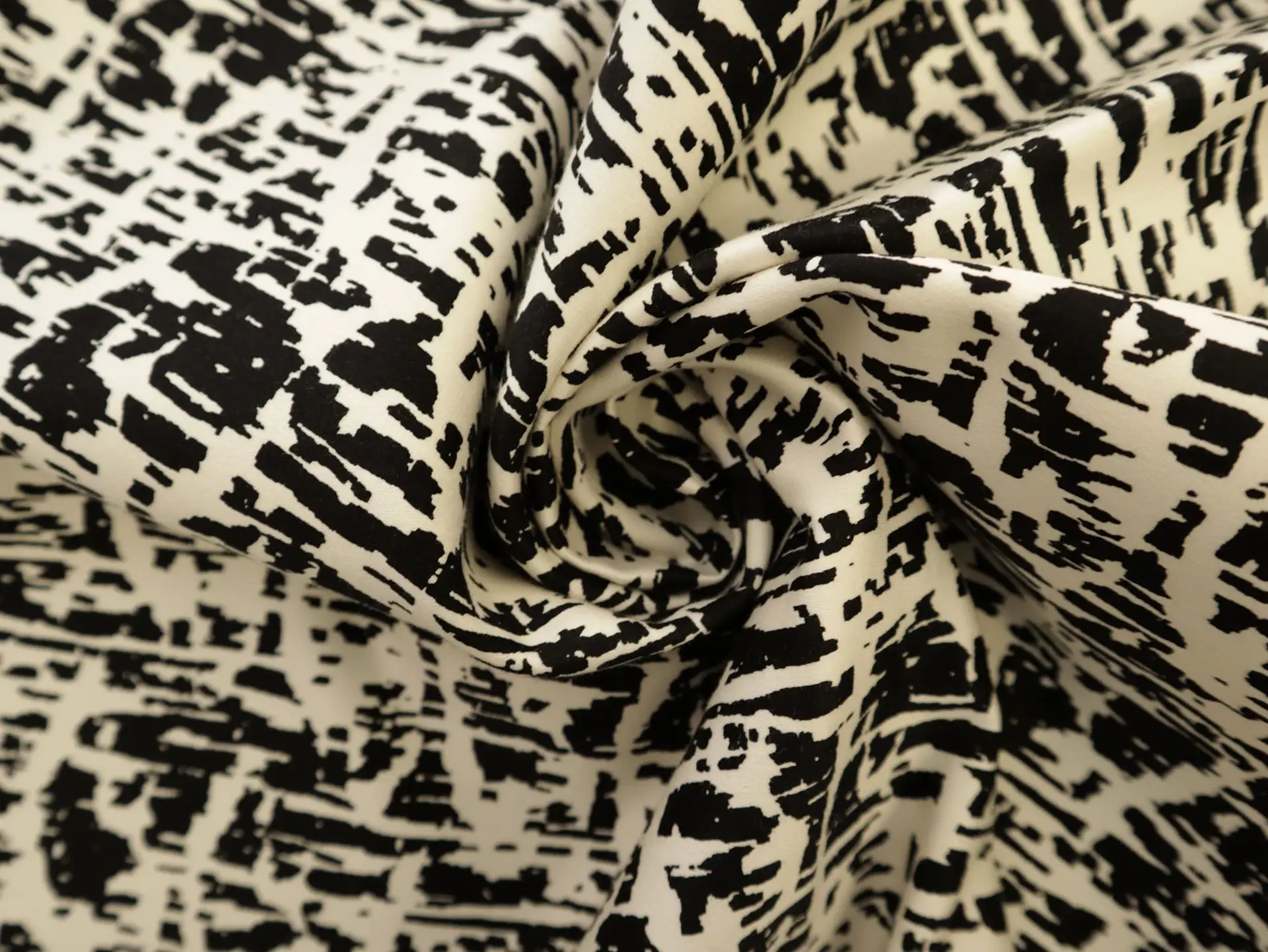 Designer Black and Ivory Cotton Heavy Sateen Print