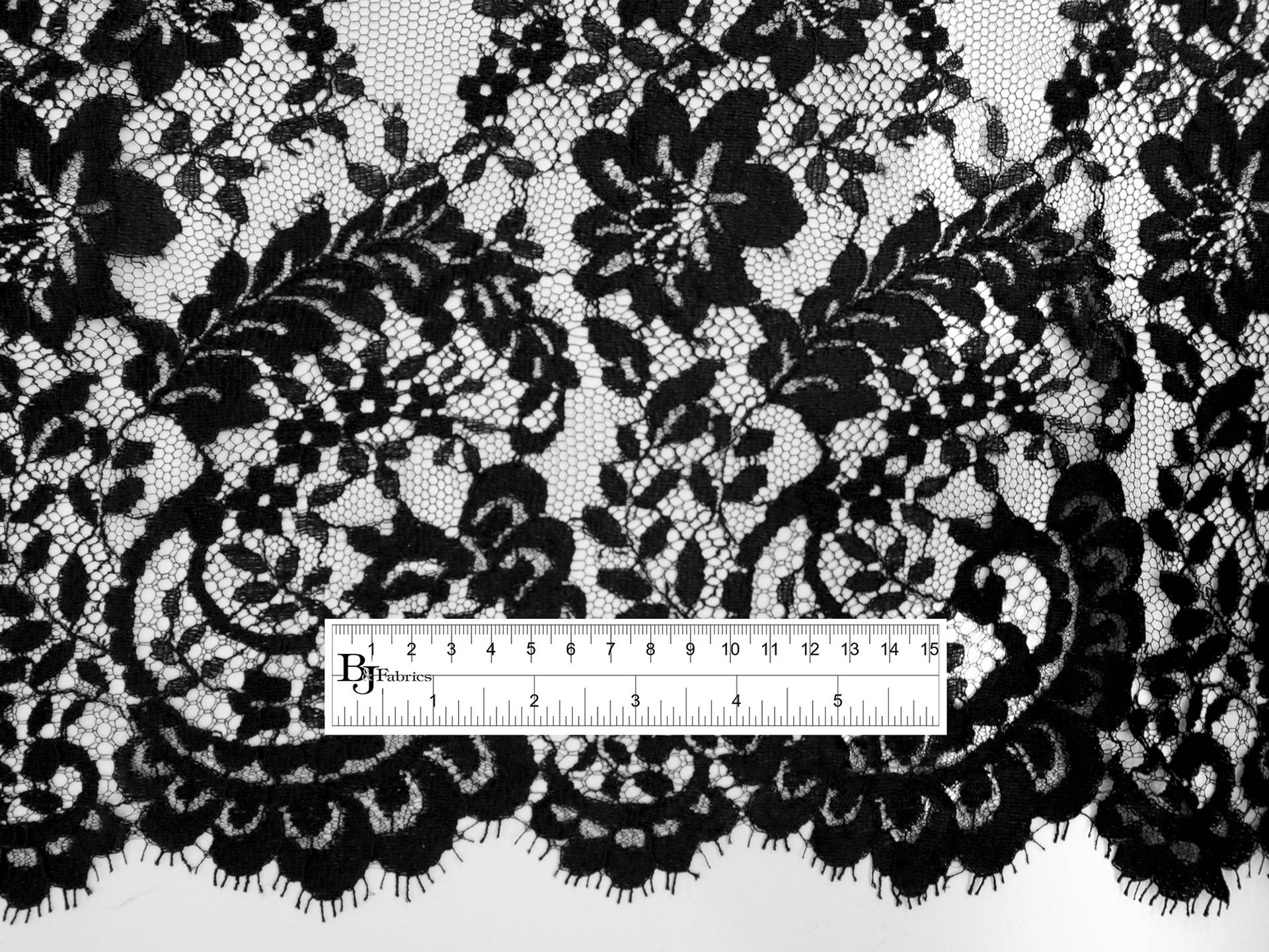 Chantilly Lace with Small Florals & Dense Filigrees in Black