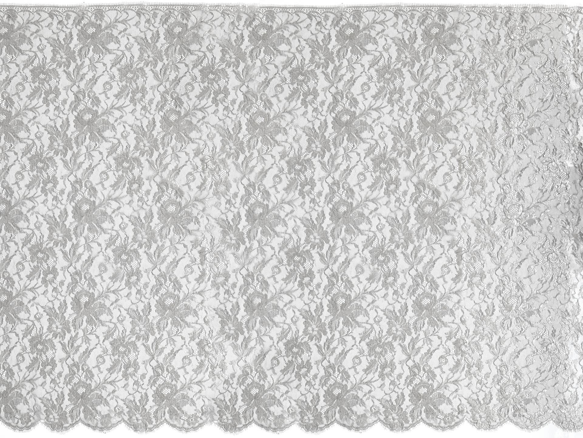 Metallic Floral Chantilly Lace in Silver & Black