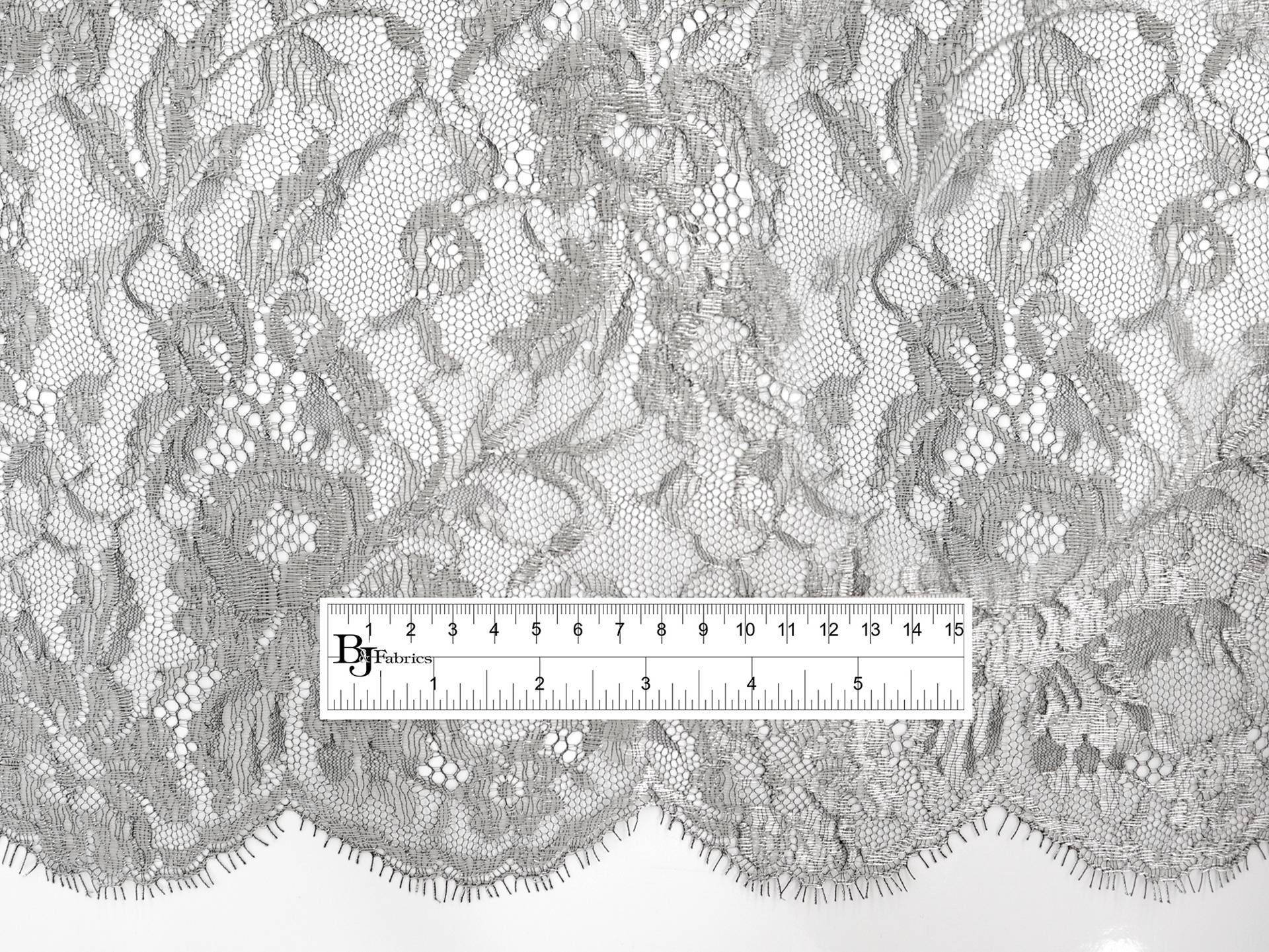 Metallic Floral Chantilly Lace in Silver & Black