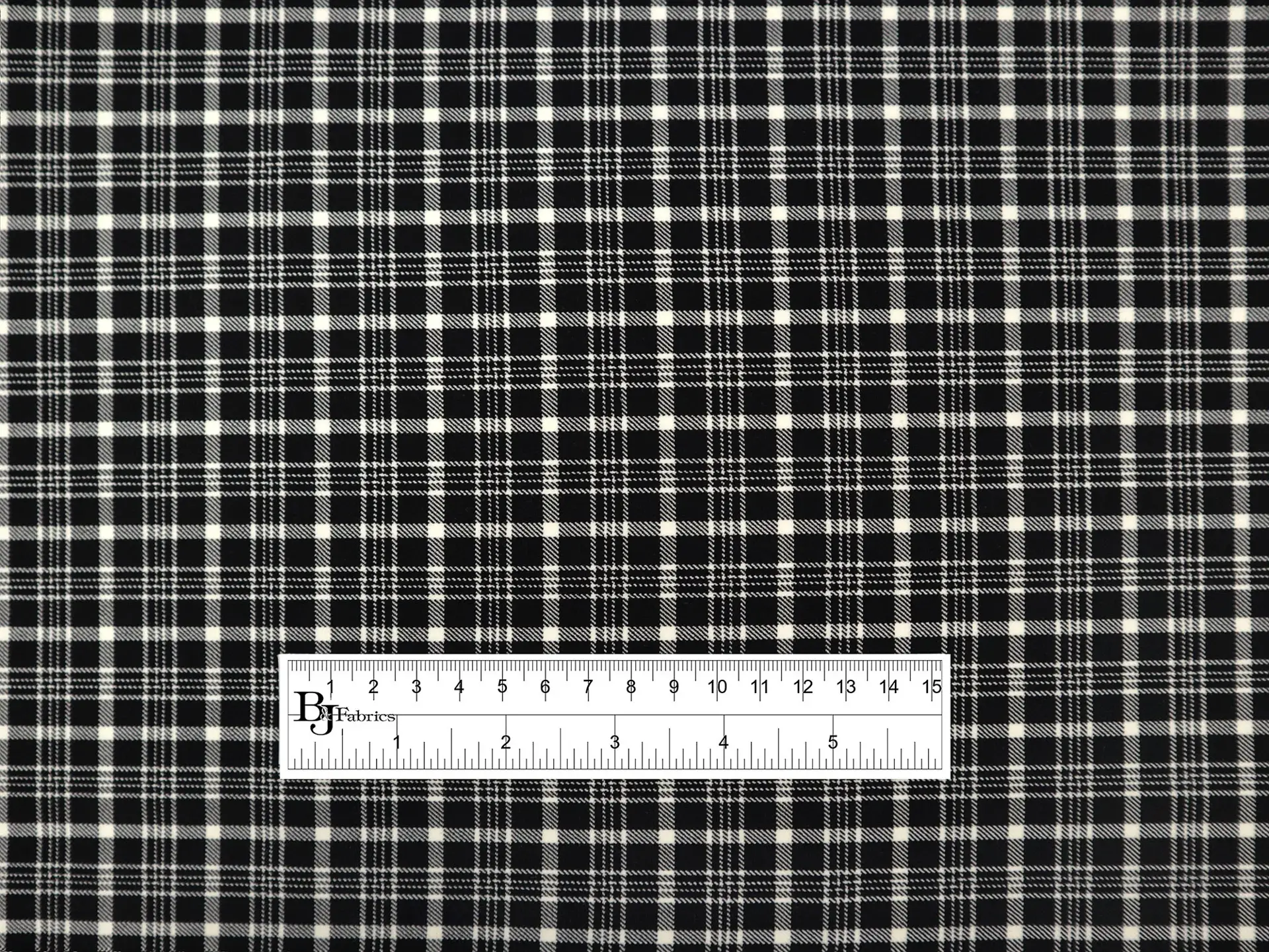 Italian Wool Blend Plaid Suiting in Black