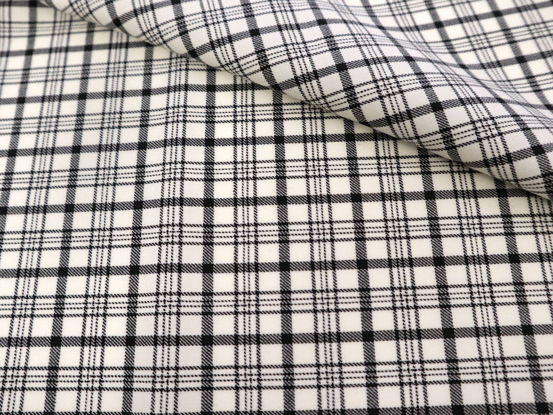 Italian Wool Lycra Plaid Suiting in White