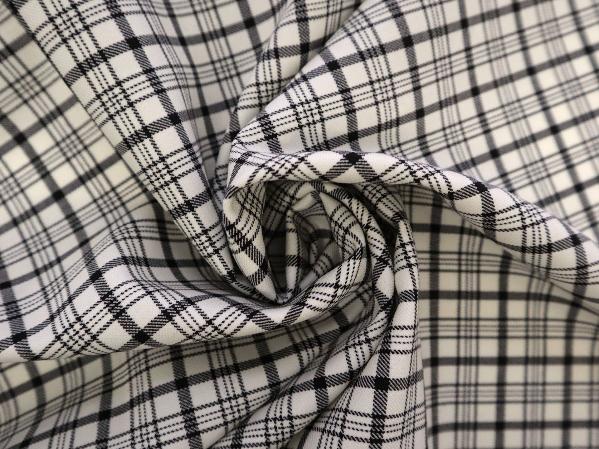 Italian Wool Lycra Plaid Suiting in White