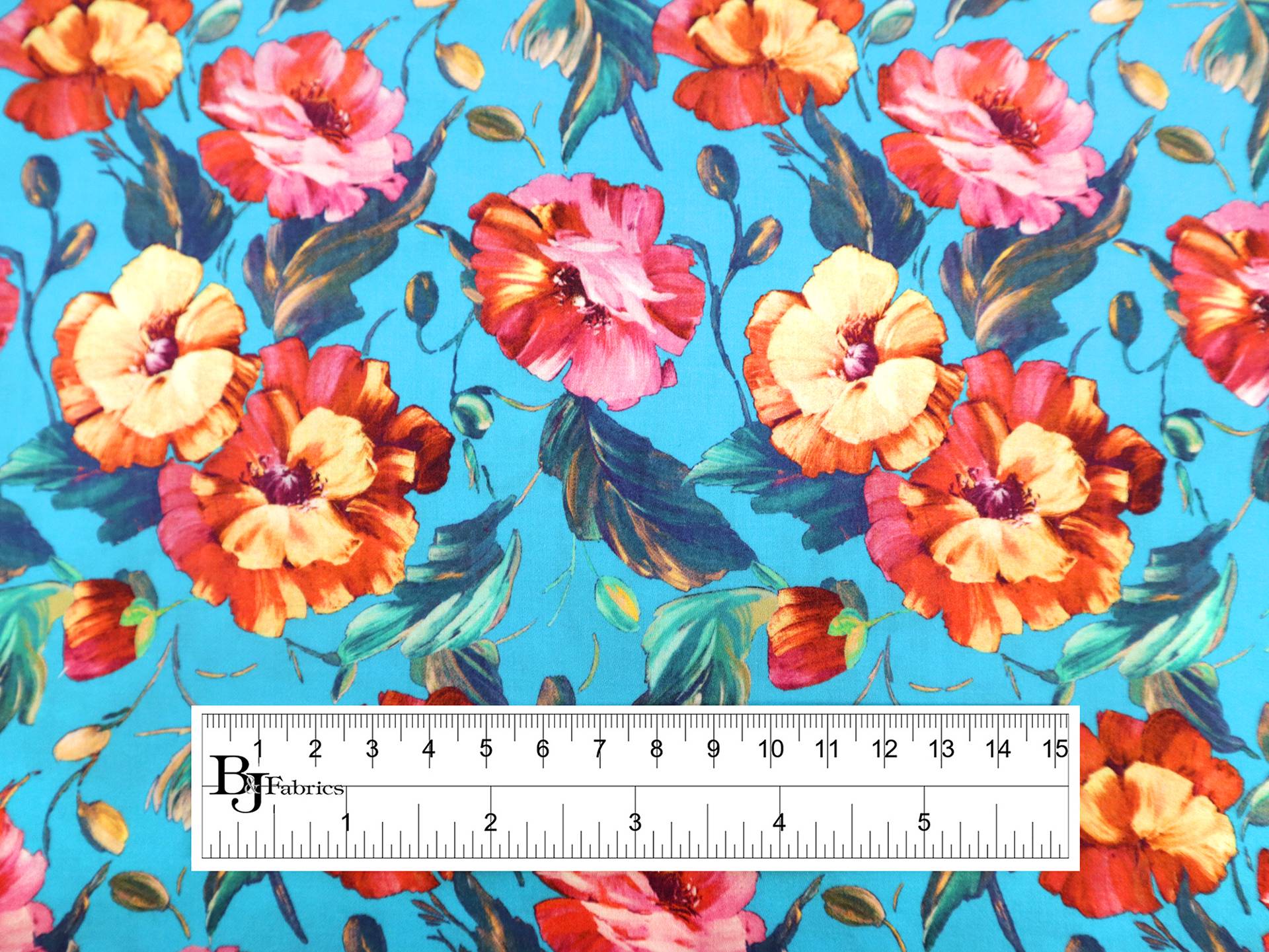 Cotton Sateen Lawn Floral Poppies Print 