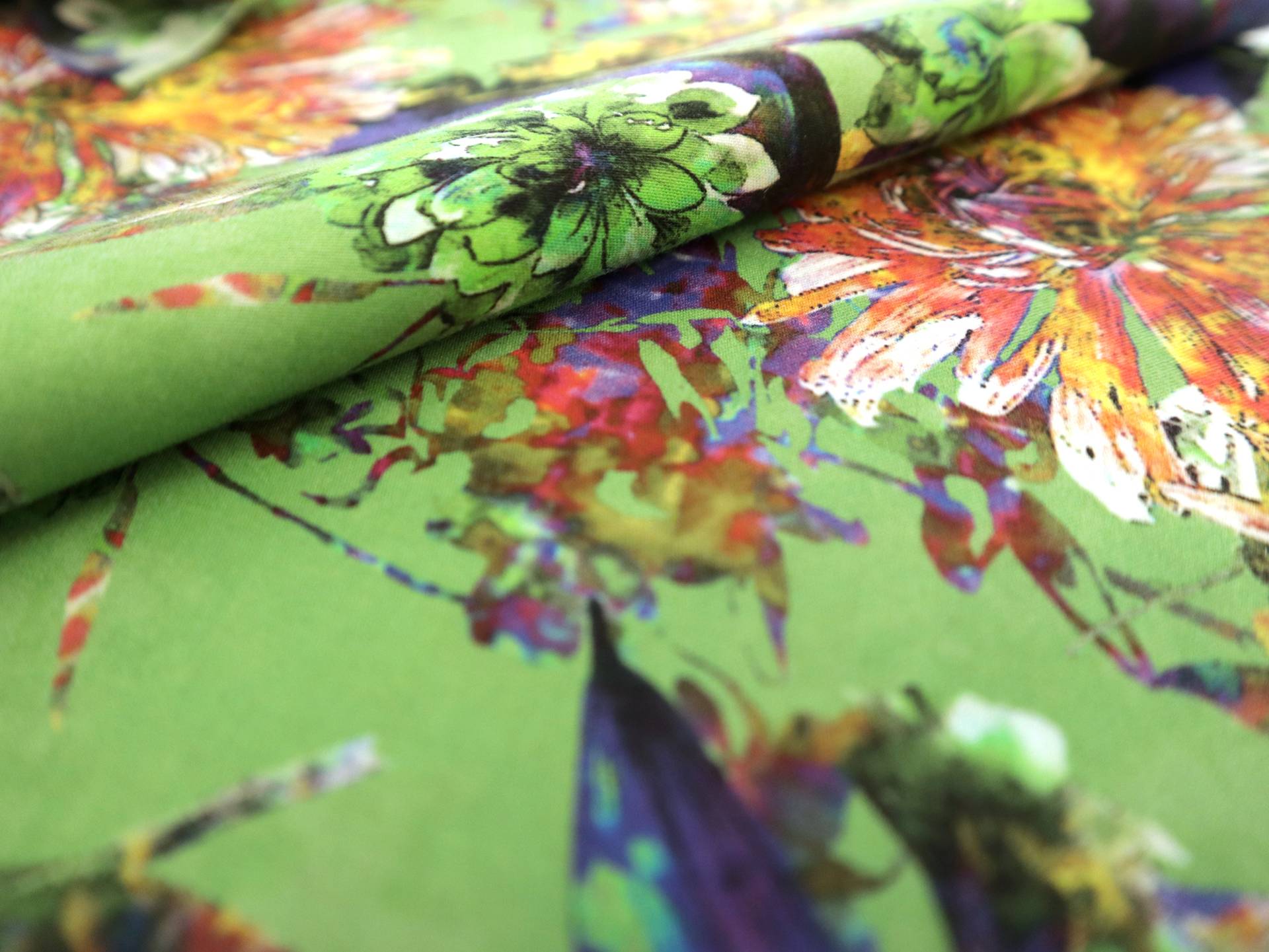 Cotton Sateen Lawn Tropical Floral Print