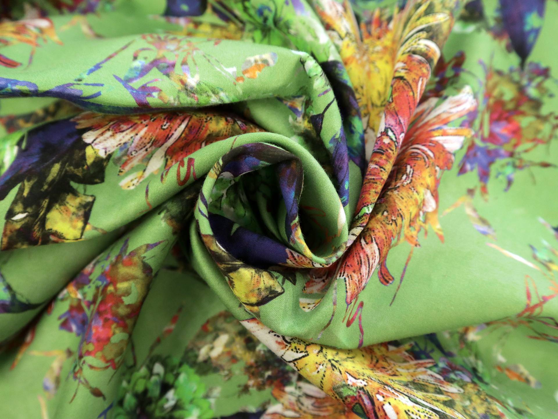 Cotton Sateen Lawn Tropical Floral Print