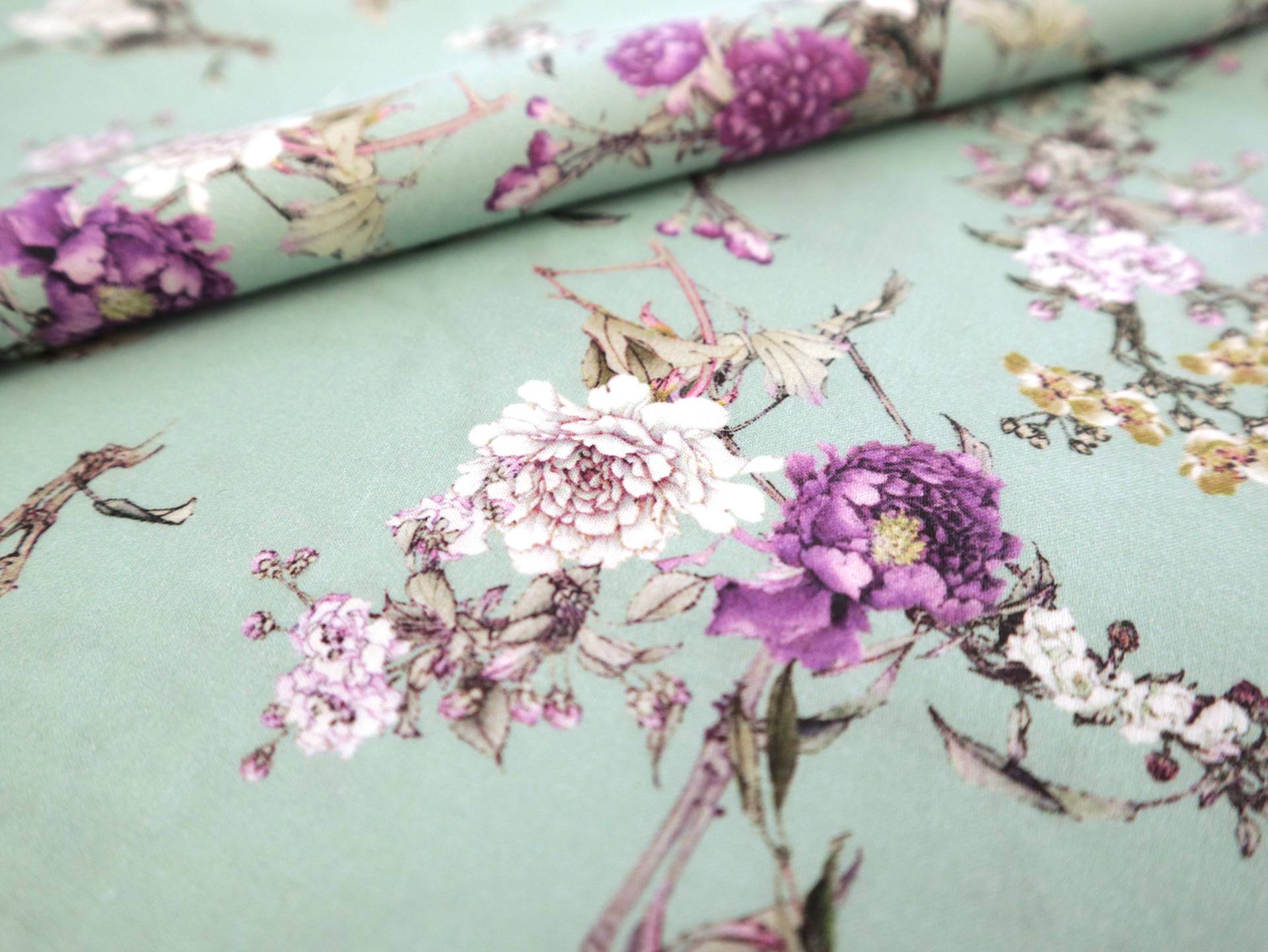 Cotton Sateen Lawn Floral Print 