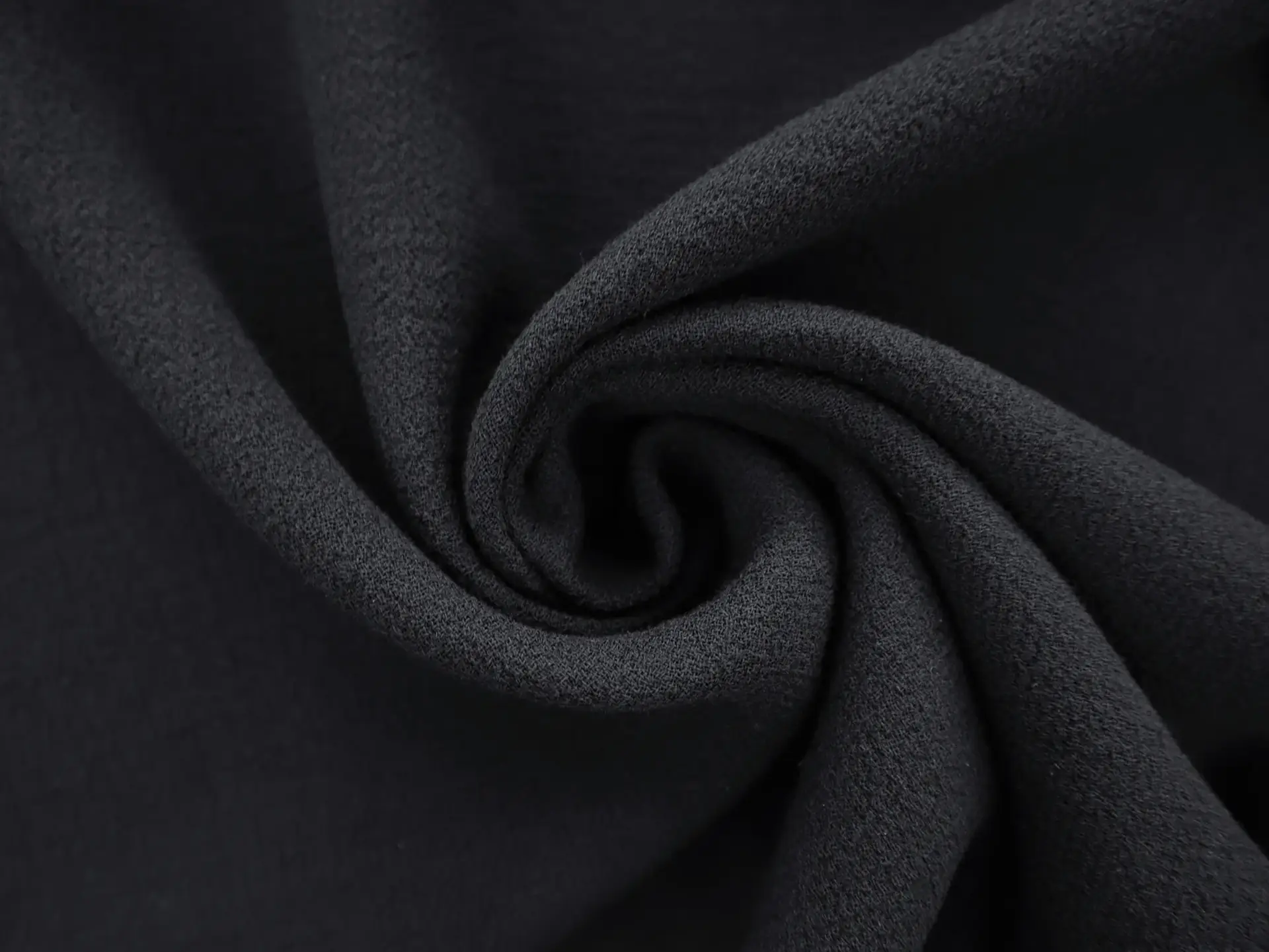 Wool Blend Double Crepe in Black