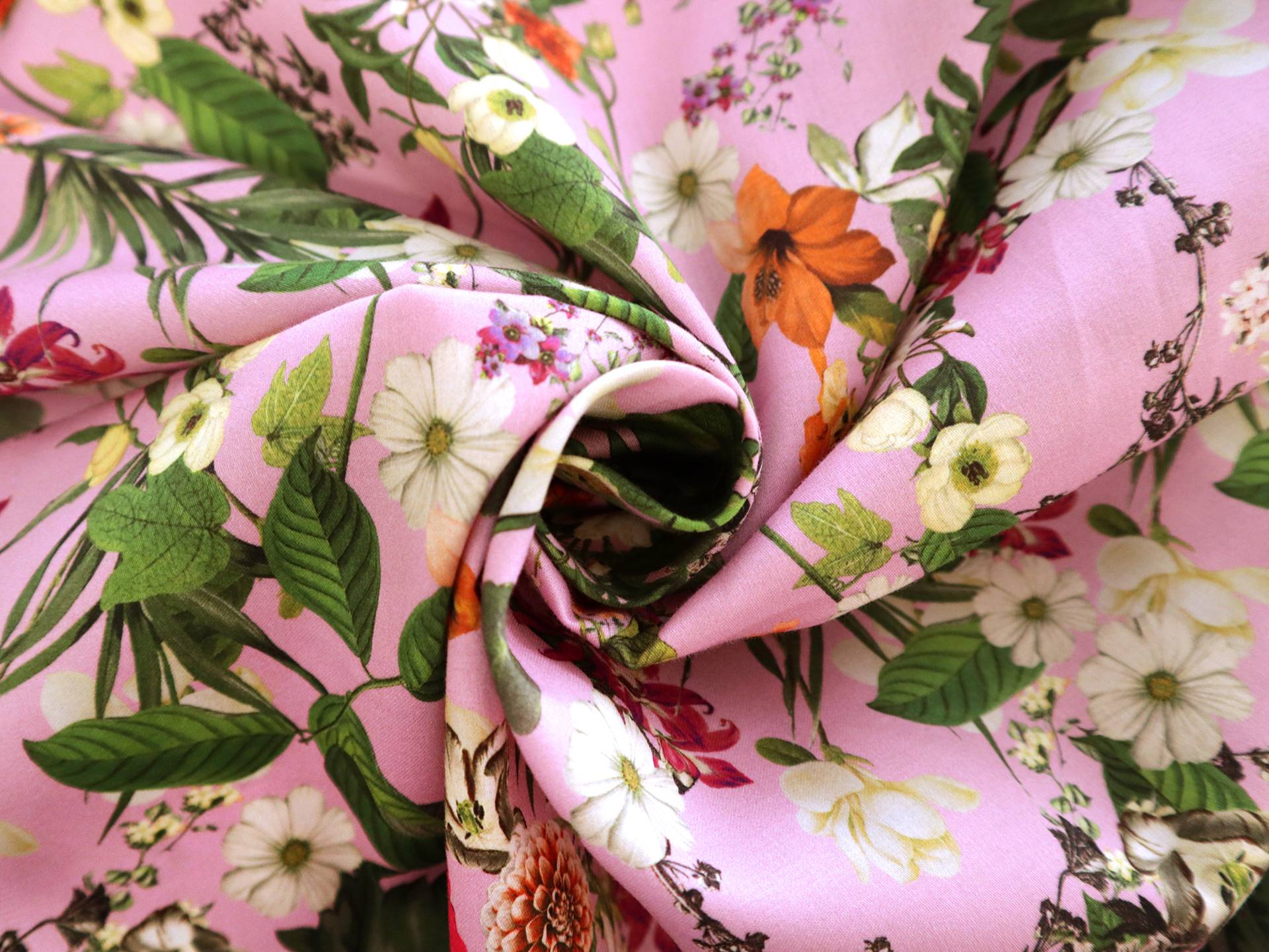 Cotton Sateen Lawn Tropical Floral Print 