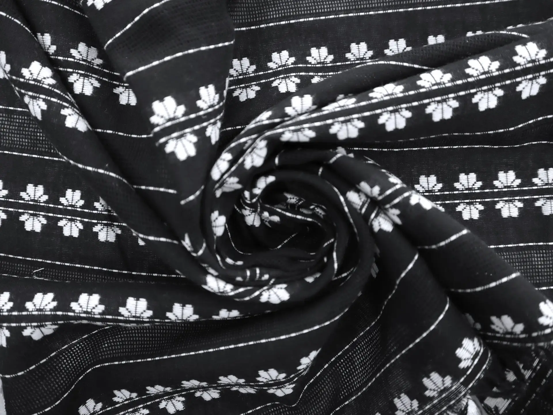 Cotton Striped Novelty in Black and Off-White