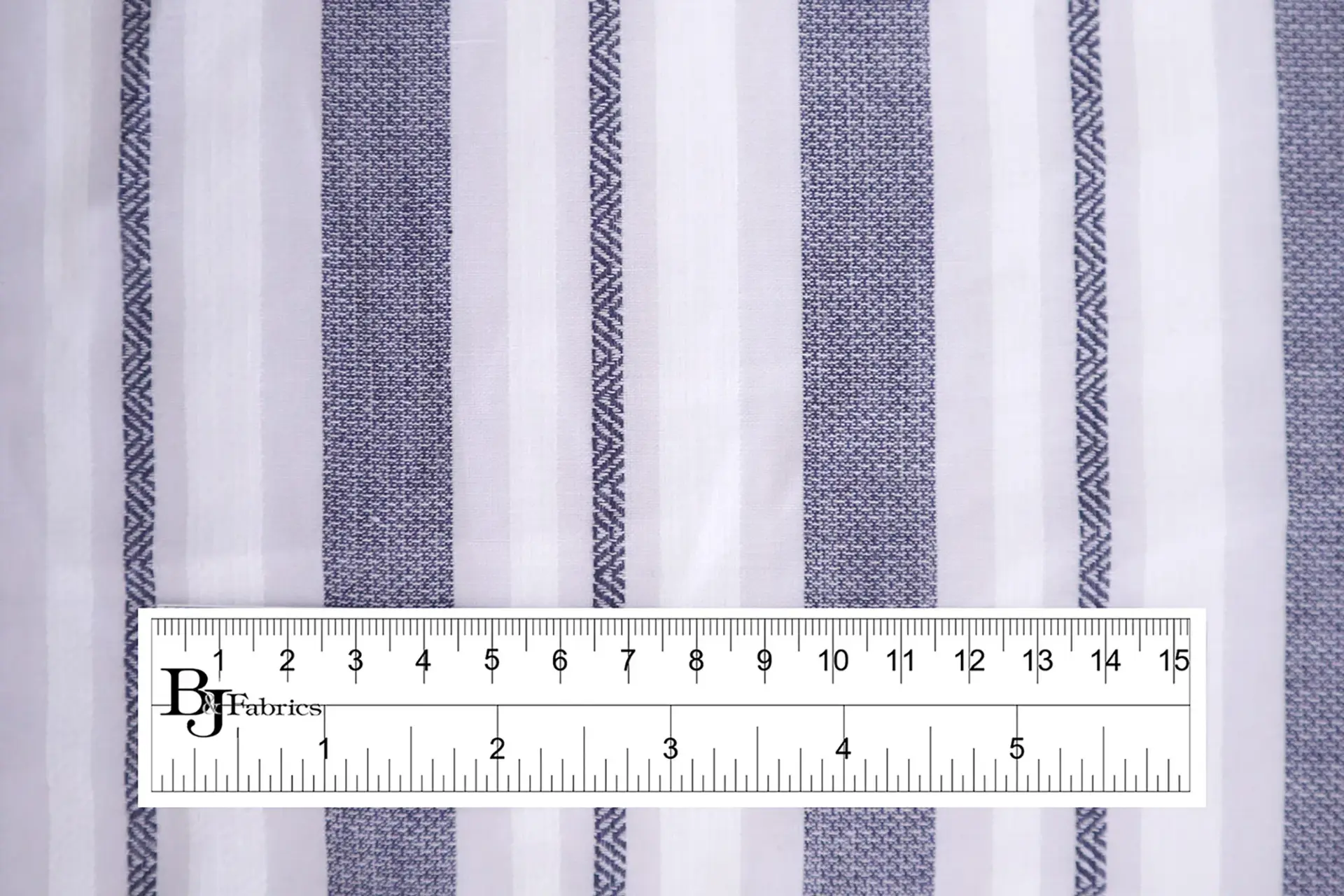 Cotton Novelty Stripe in White and Navy