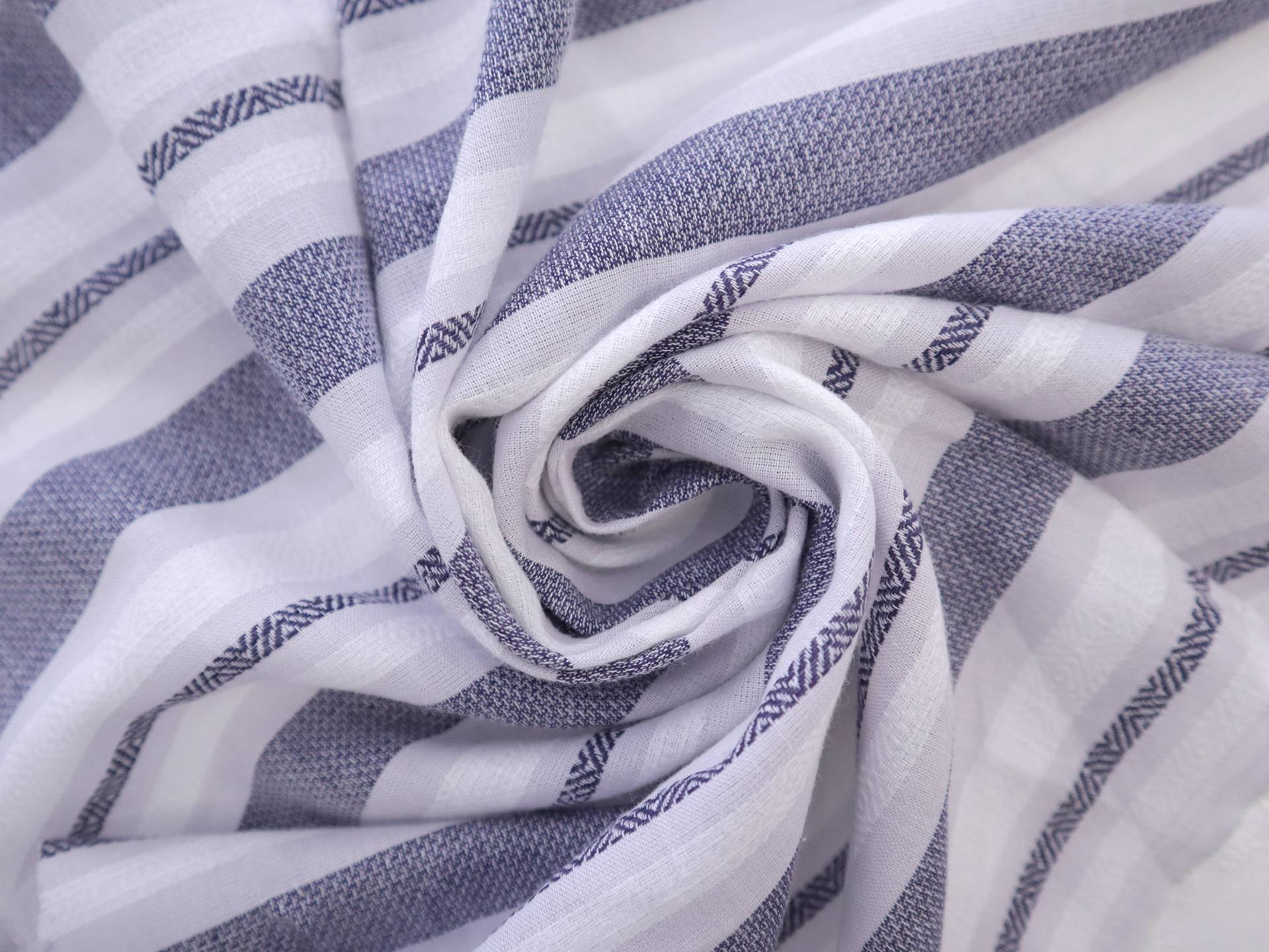 Cotton Novelty Stripe in White and Navy
