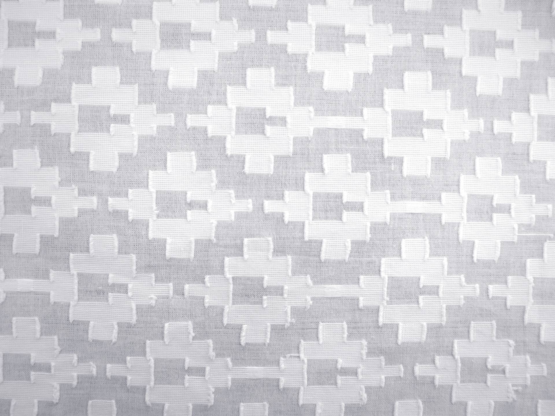 Cotton Novelty Fil Coupe in White with Geometric Pattern